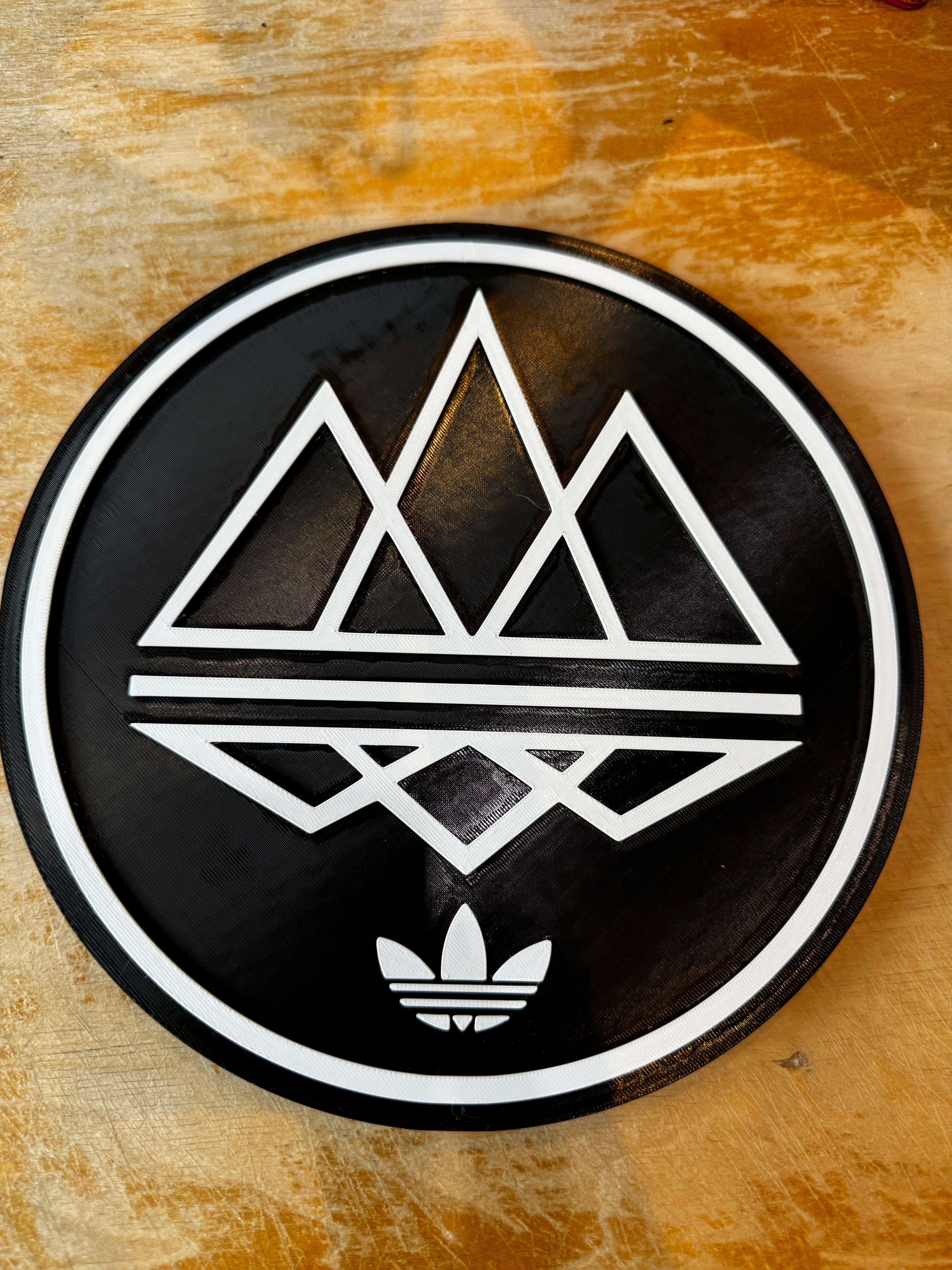 Adidas × Oasis 3D Wall Plaque – Black & White Music Display