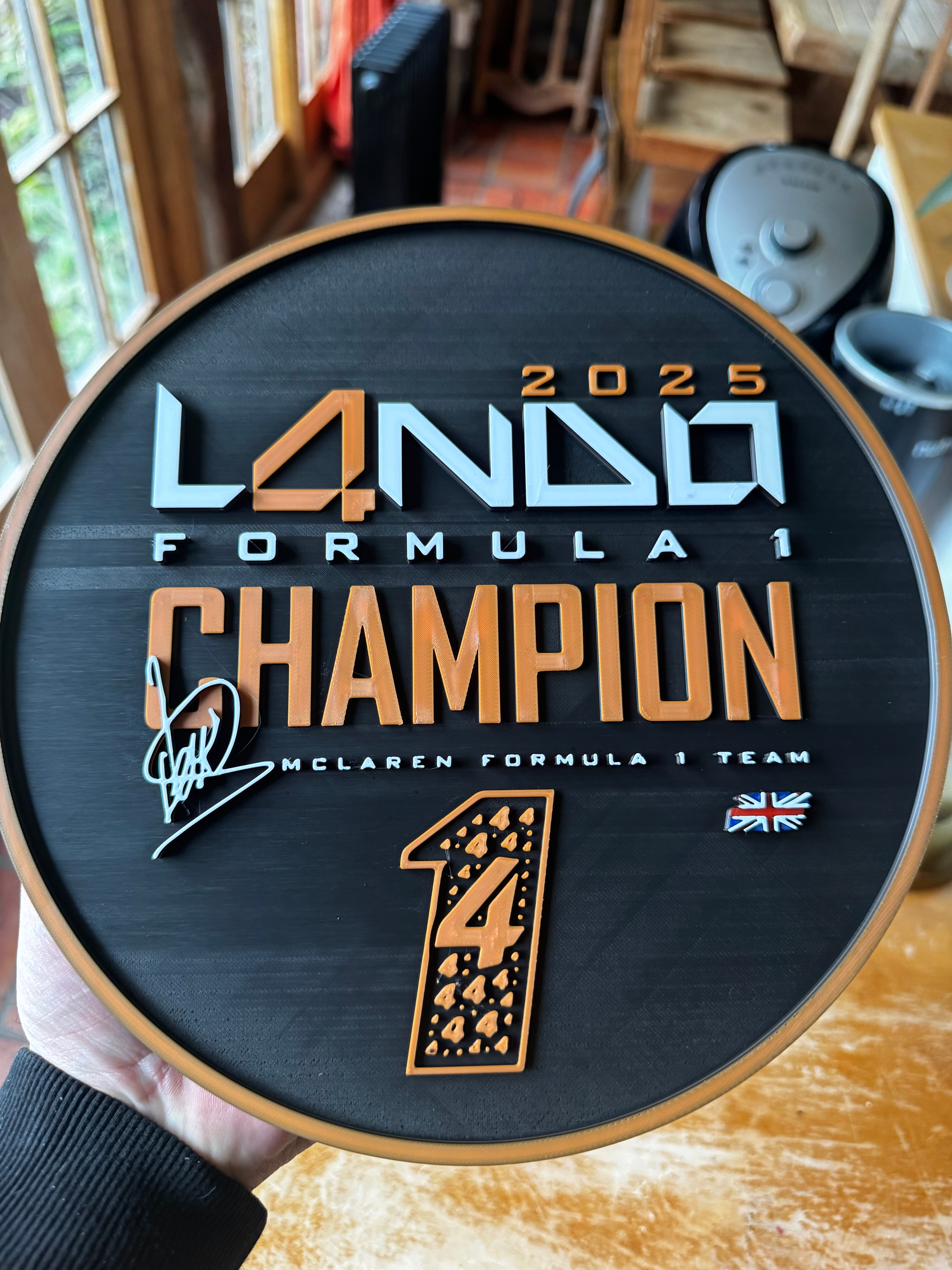 Lando Norris 2025 Formula 1 Champion – 3D Display Plaque