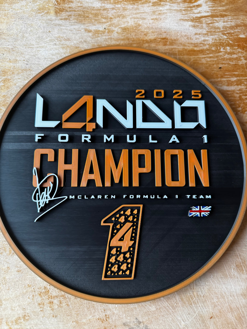 Lando Norris 2025 Formula 1 Champion – 3D Display Plaque