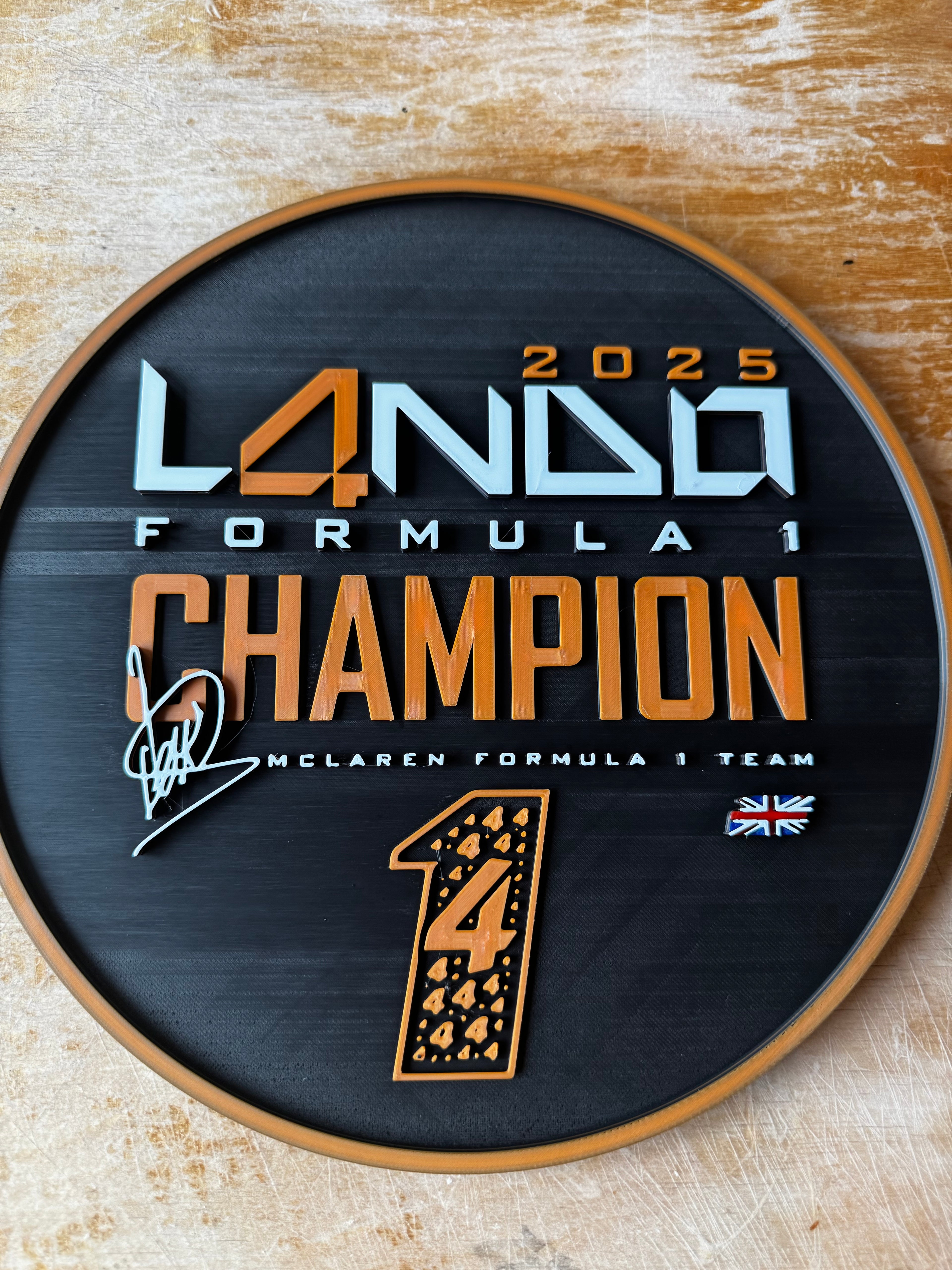 Lando Norris 2025 Formula 1 Champion – 3D Display Plaque