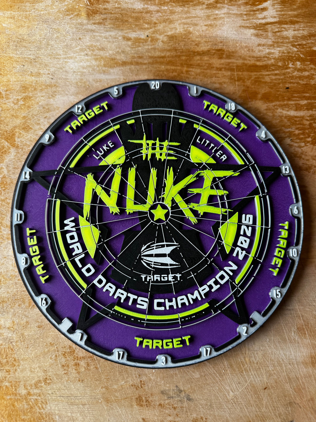 Luke Littler “The Nuke” World Darts Champion 2025 – 3D Dartboard Display