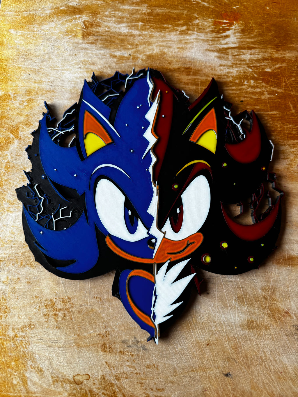 Sonic & Shadow 3D Display Plaque – Gaming Inspired Wall Art