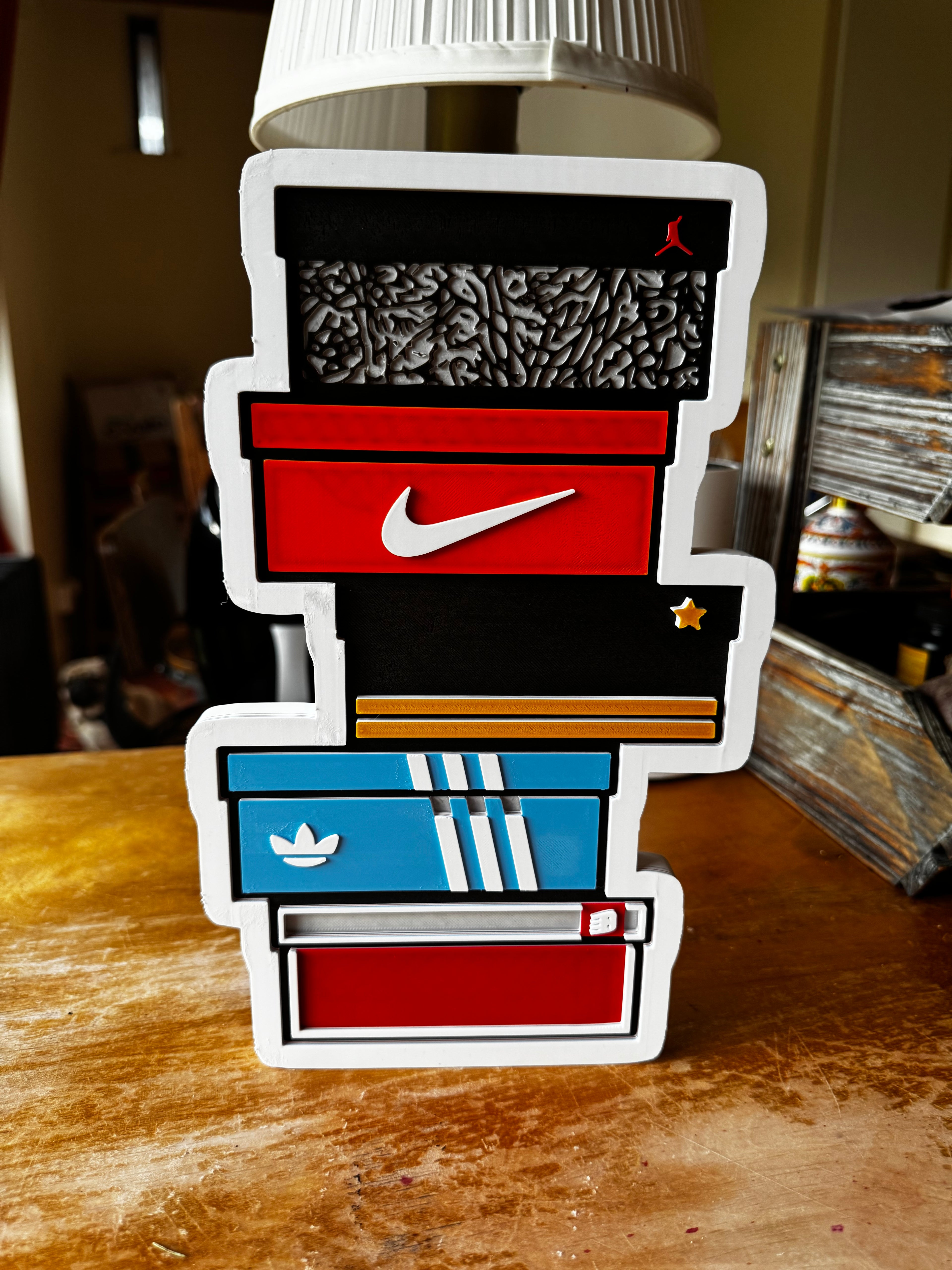 Sneaker Box Stack 3D Wall Sign – Nike Jordan Adidas Inspired Display