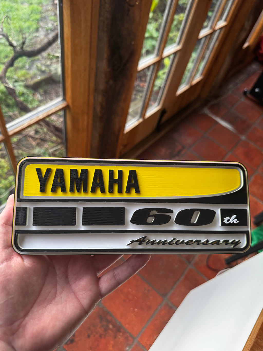 Yamaha 60th Anniversary 3D Garage Sign – Retro Motorcycle Display Plaque