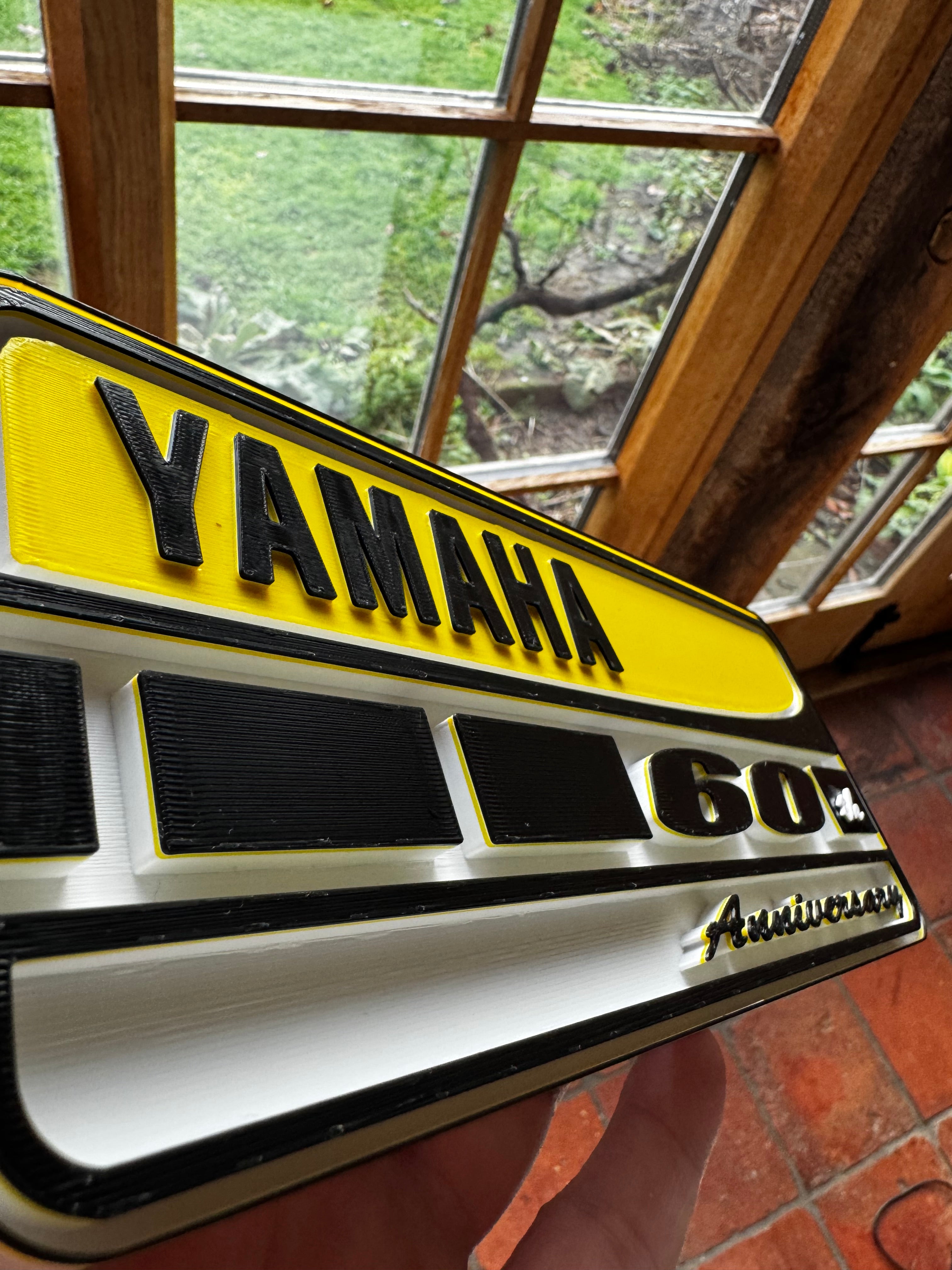 Yamaha 60th Anniversary 3D Garage Sign – Retro Motorcycle Display Plaque