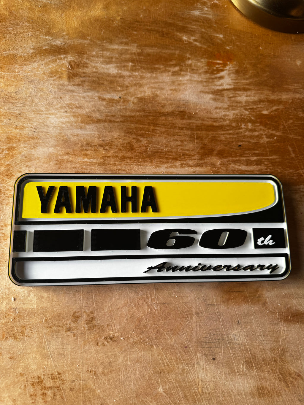 Yamaha 60th Anniversary 3D Garage Sign – Retro Motorcycle Display Plaque