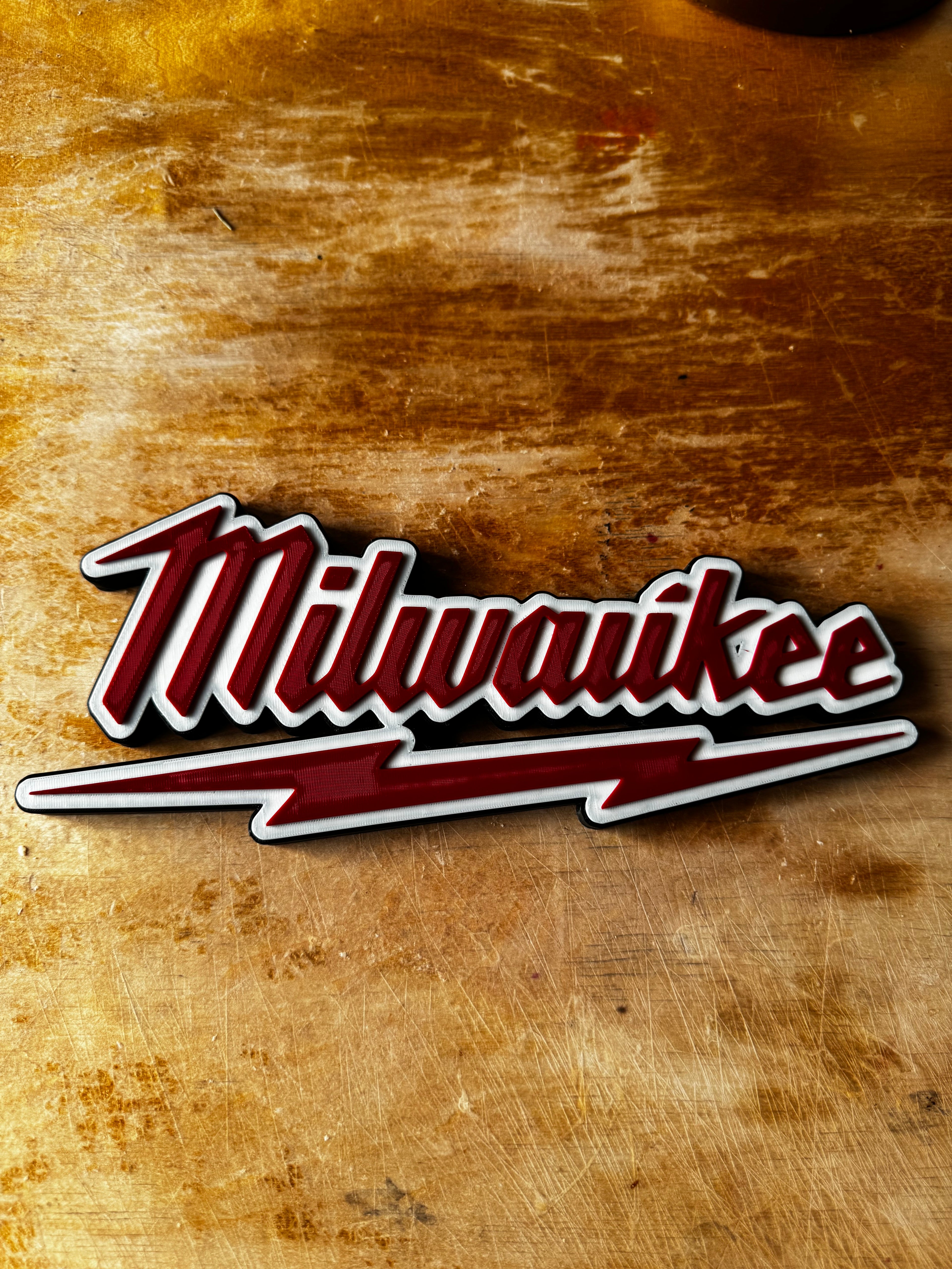 Milwaukee Tools Inspired 3D Logo Sign – Workshop / Garage Display