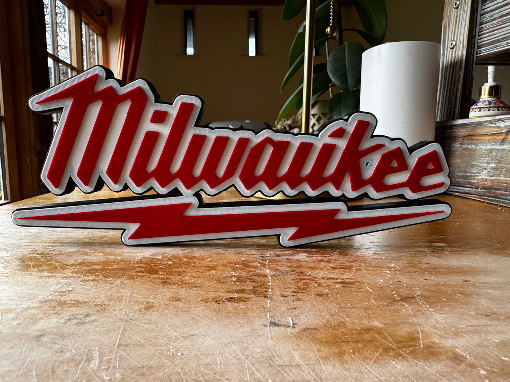 Milwaukee Tools Inspired 3D Logo Sign – Workshop / Garage Display