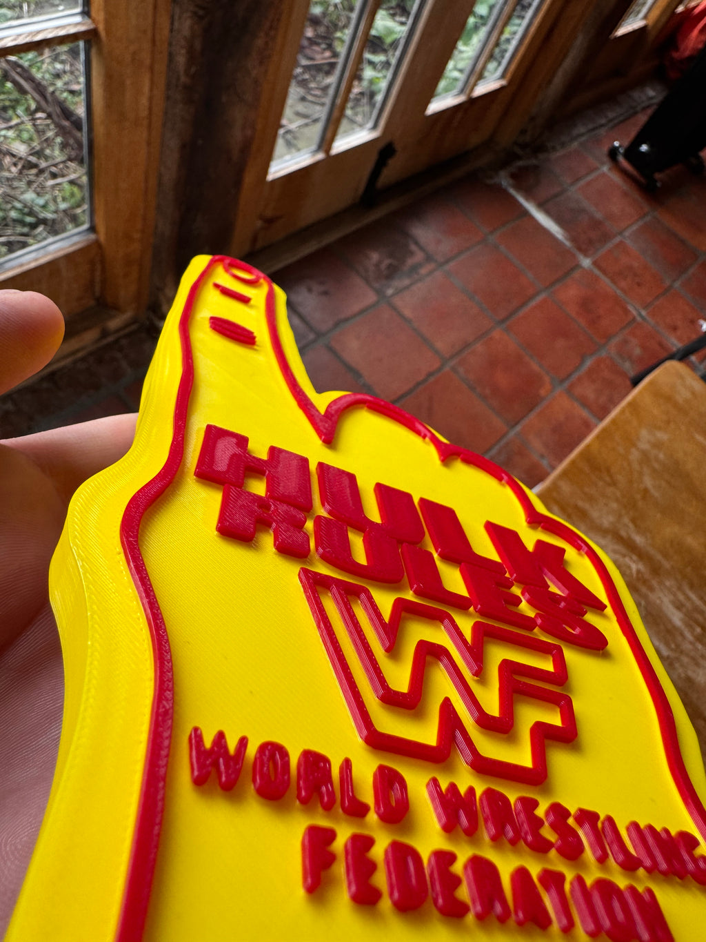 Hulk Rules – Retro Wrestling Foam Finger 3D Wall Sign