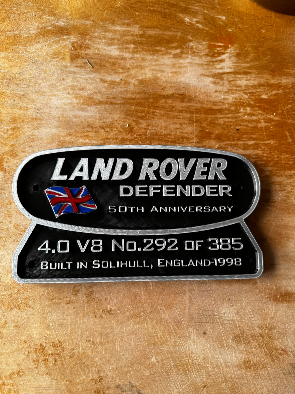 Land Rover Defender 50th Anniversary 4.0 V8 – 3D Collector Plaque
