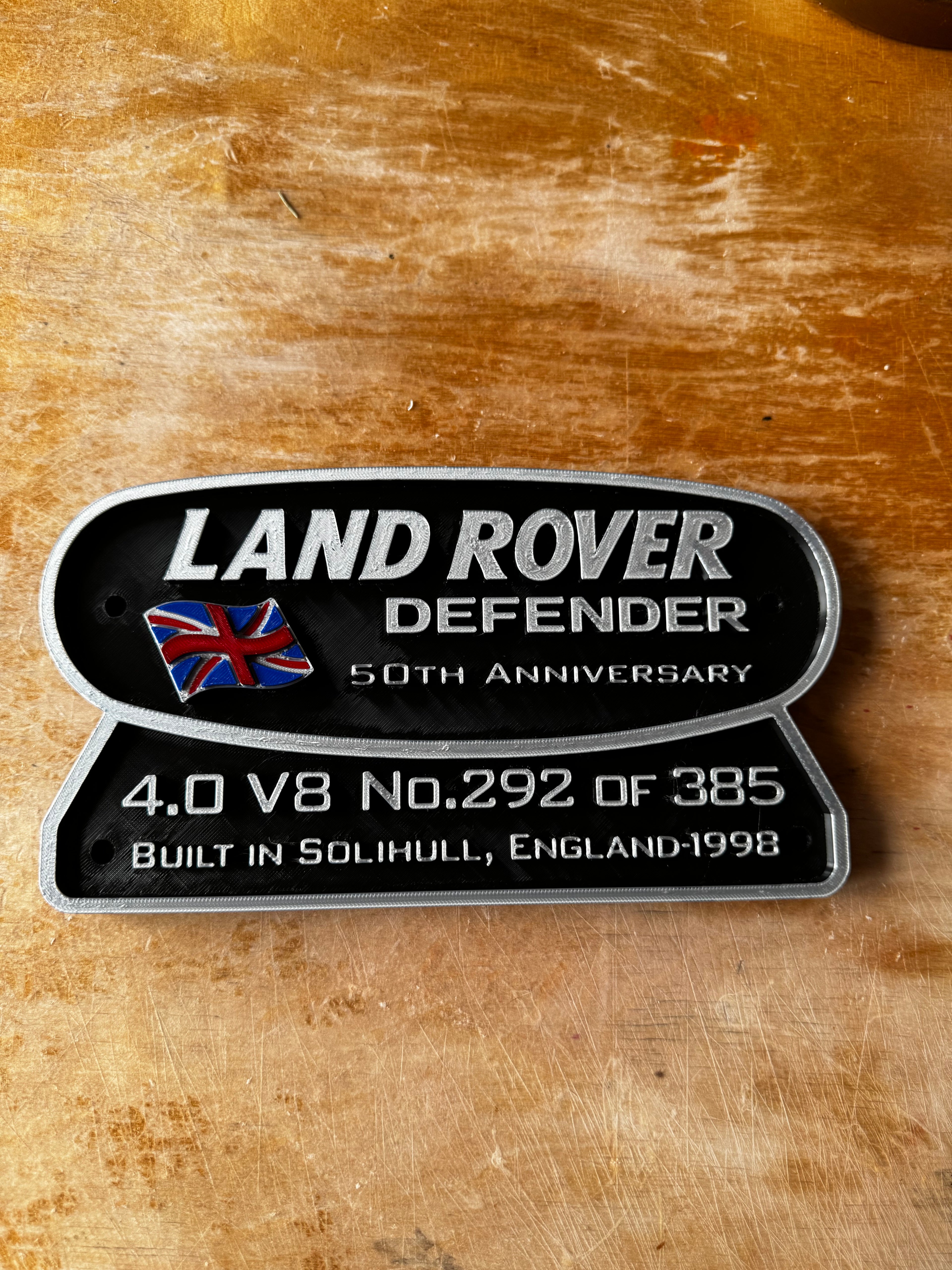 Land Rover Defender 50th Anniversary 4.0 V8 – 3D Collector Plaque