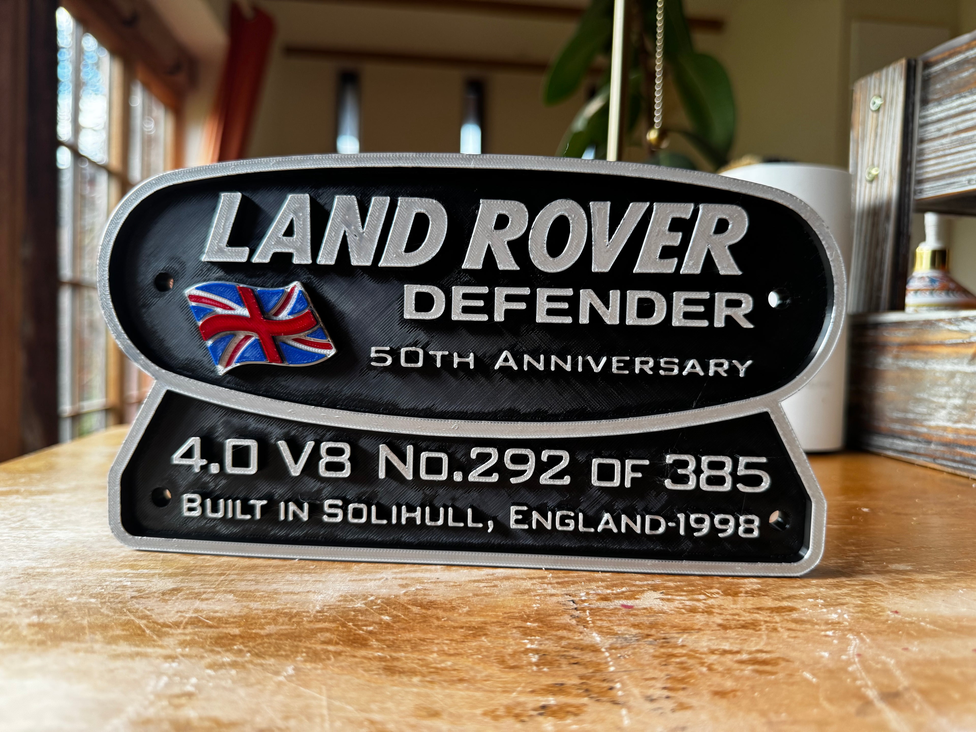 Land Rover Defender 50th Anniversary 4.0 V8 – 3D Collector Plaque