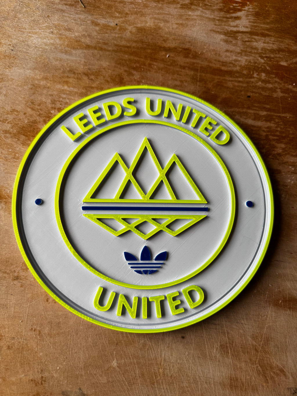 Leeds United × adidas 3D Wall Plaque – White, Yellow & Blue
