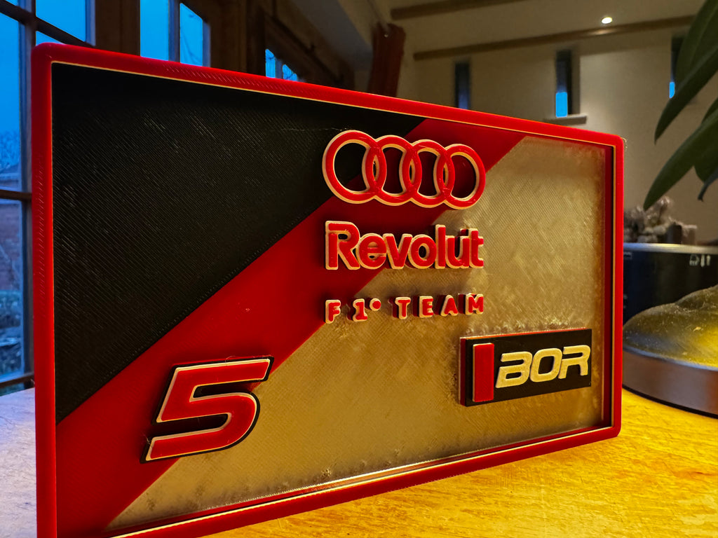 Audi Revolut F1 Team No.5 – 3D Motorsport Wall Plaque