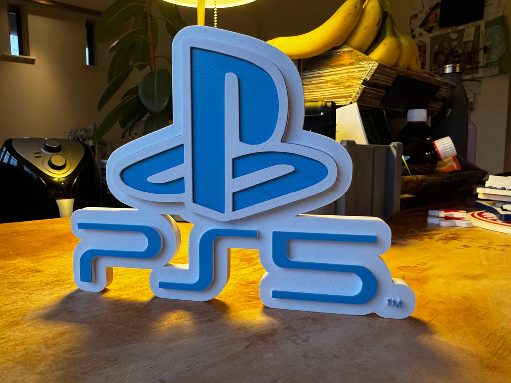 PlayStation PS5 3D Printed Logo Display Sign – Gaming Wall & Shelf Plaque