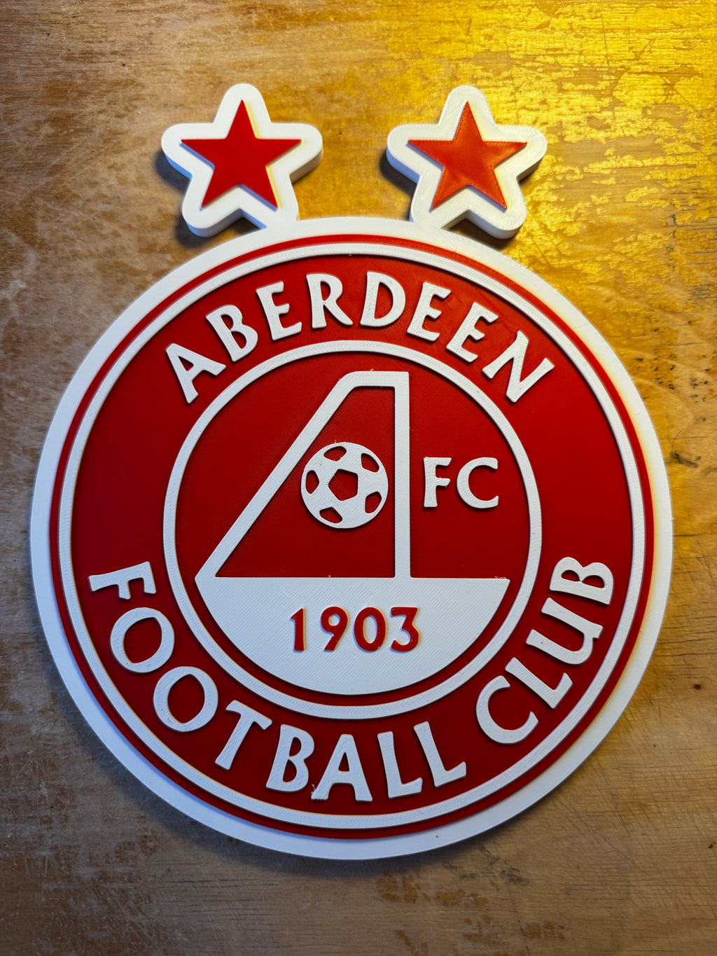 Aberdeen FC 3D Printed Club Crest Wall Sign – Football Supporters Display Plaque