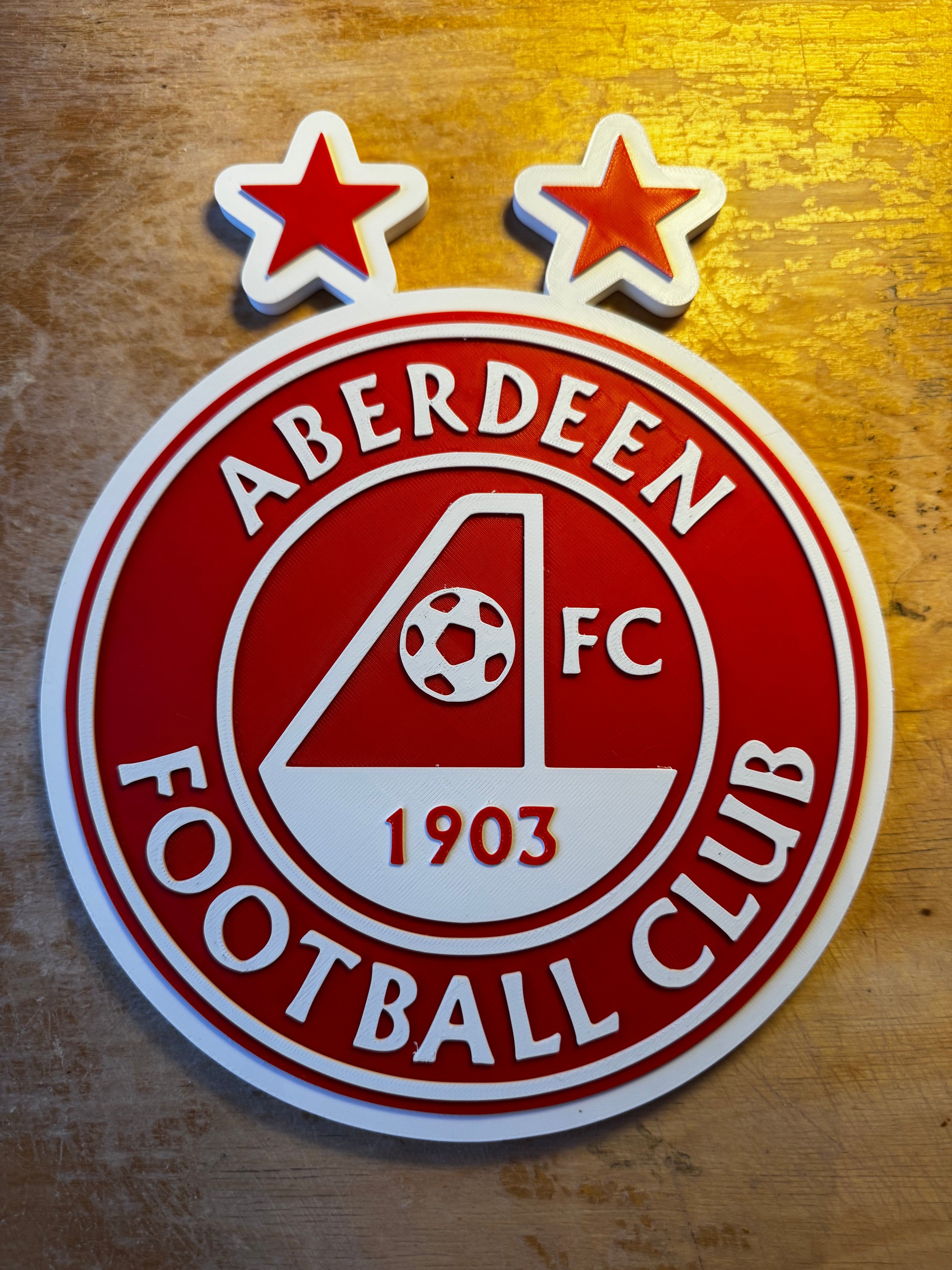 Aberdeen FC 3D Printed Club Crest Wall Sign – Football Supporters Display Plaque