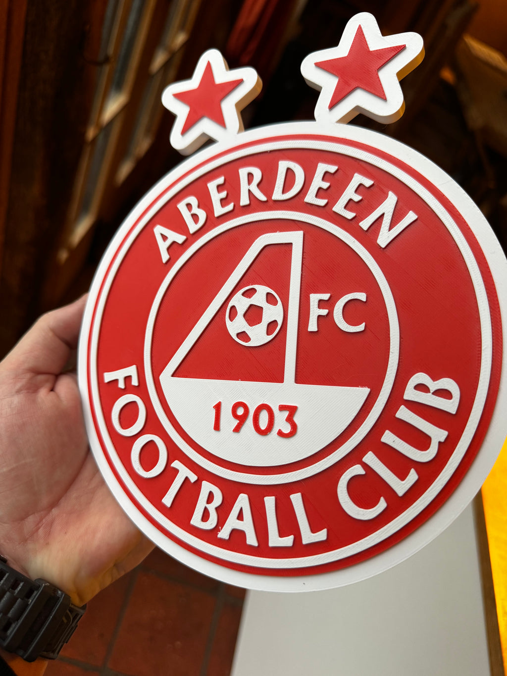 Aberdeen FC 3D Printed Club Crest Wall Sign – Football Supporters Display Plaque
