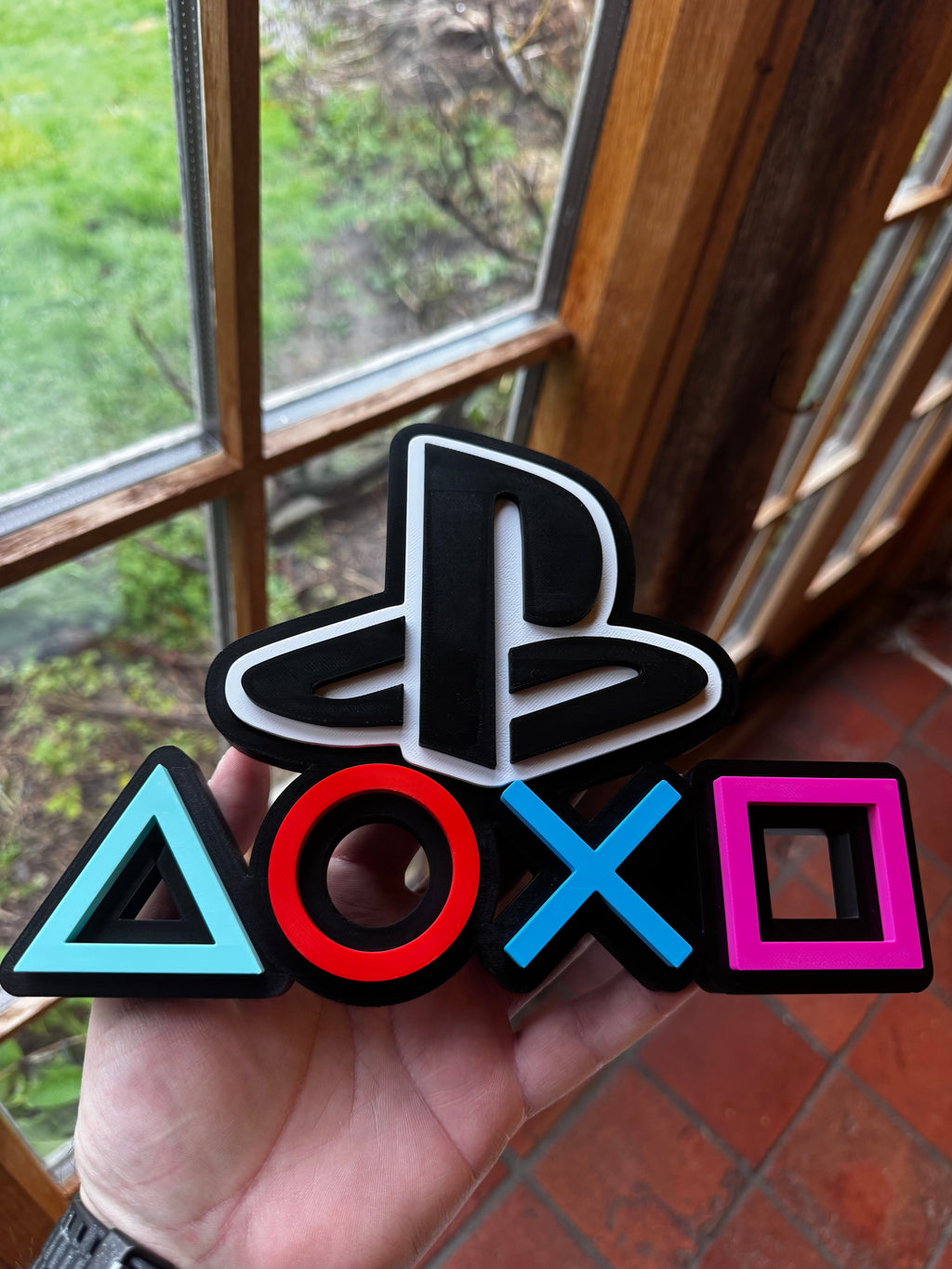 PlayStation 3D Printed Logo Display – PS Gaming Symbols Wall / Shelf Sign