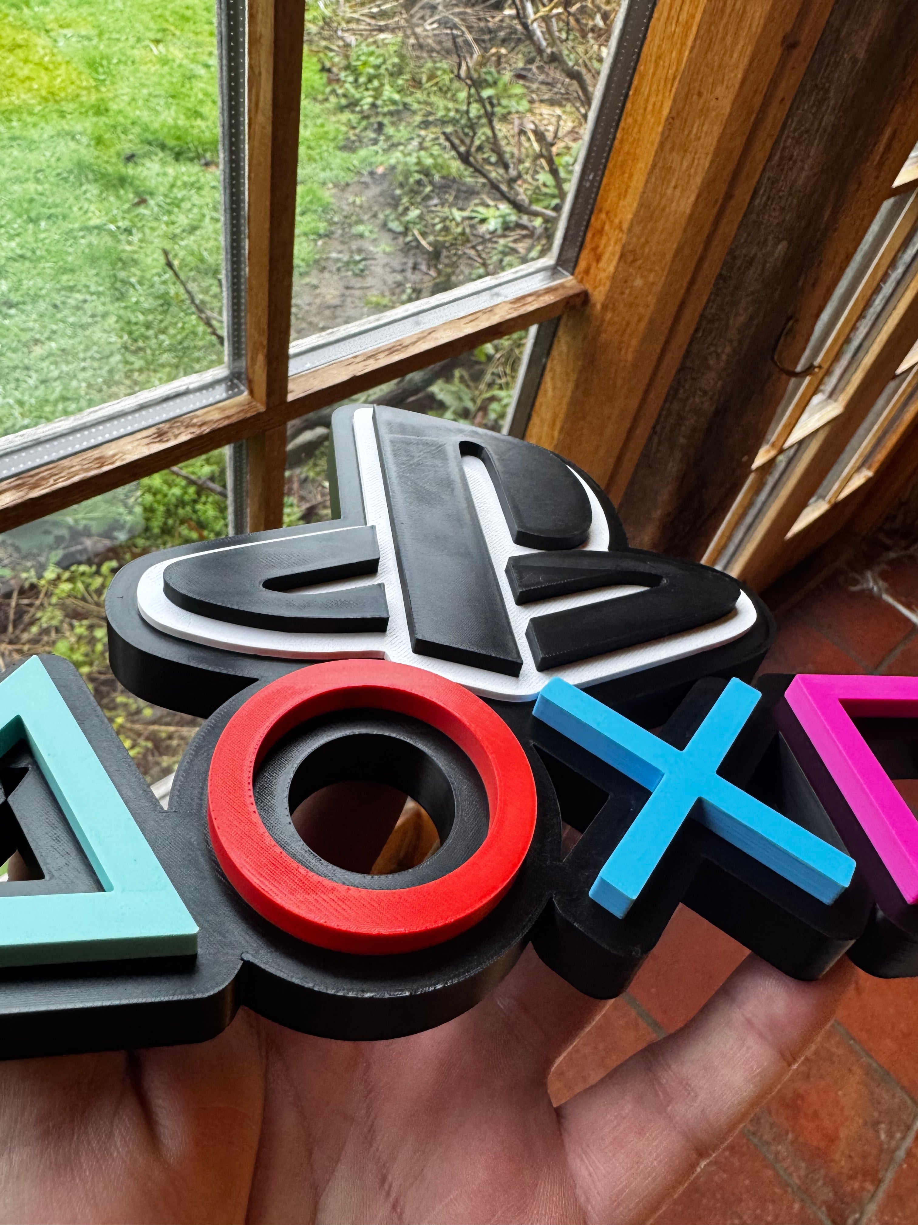 PlayStation 3D Printed Logo Display – PS Gaming Symbols Wall / Shelf Sign