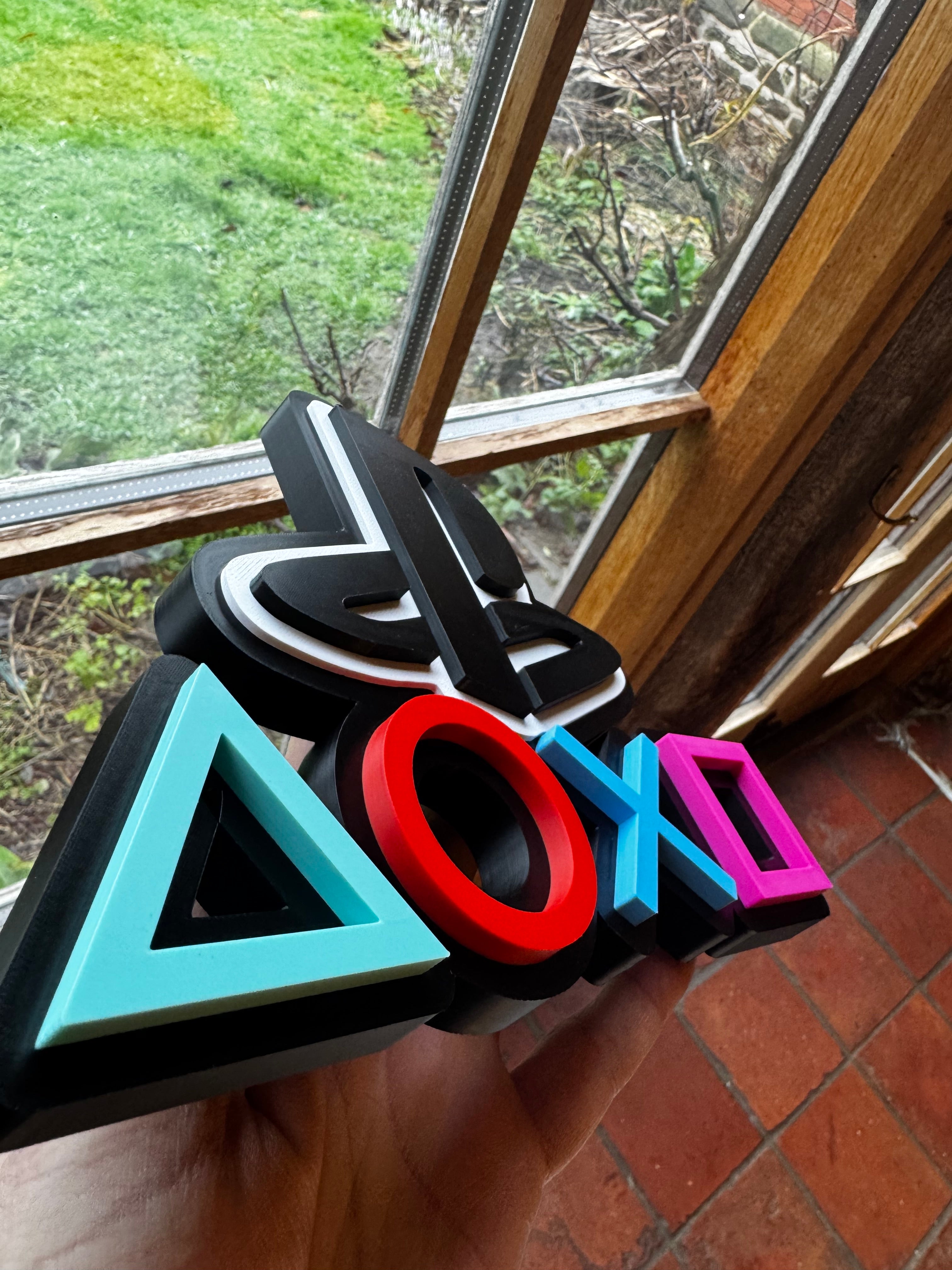 PlayStation 3D Printed Logo Display – PS Gaming Symbols Wall / Shelf Sign