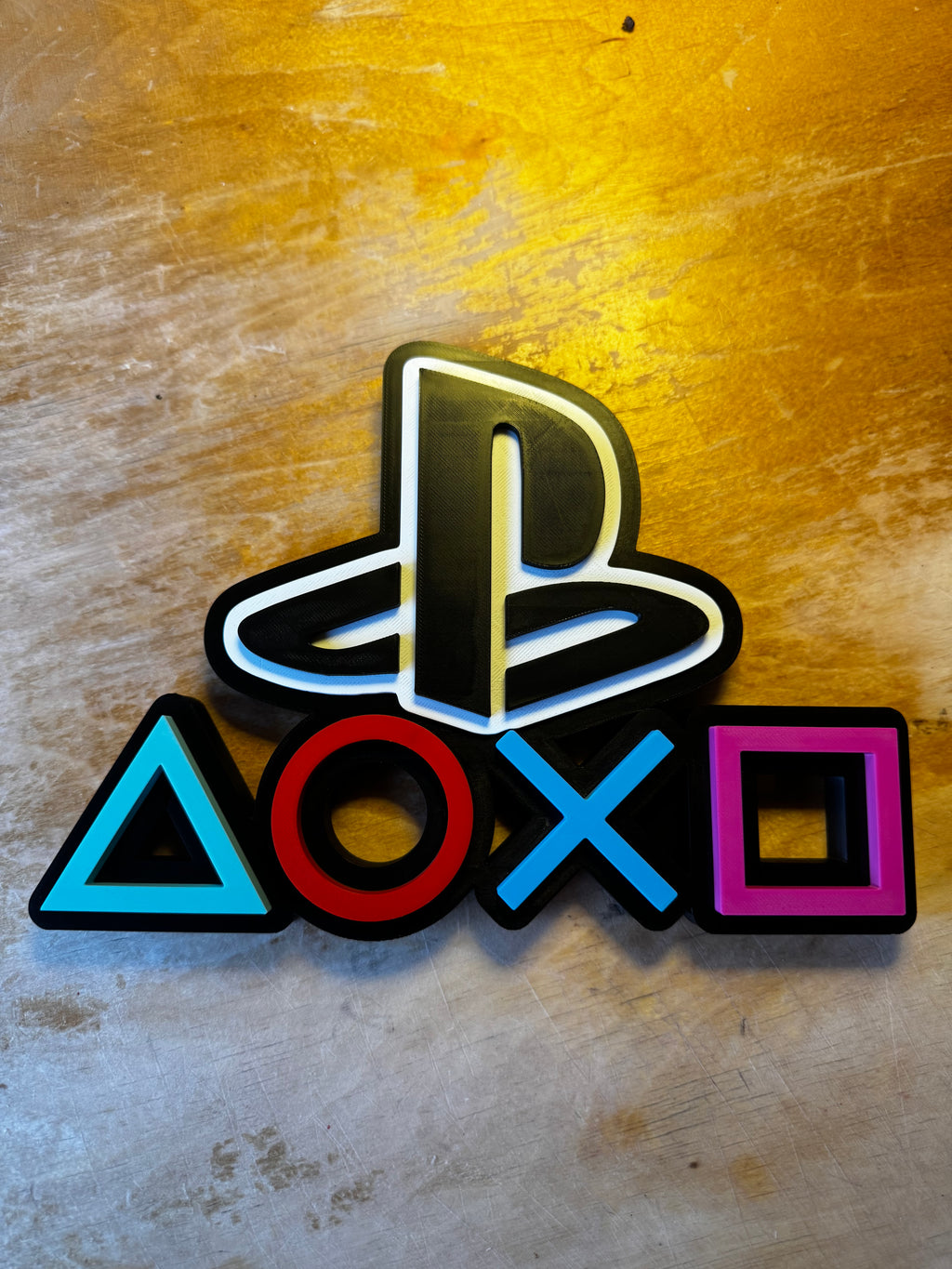 PlayStation 3D Printed Logo Display – PS Gaming Symbols Wall / Shelf Sign