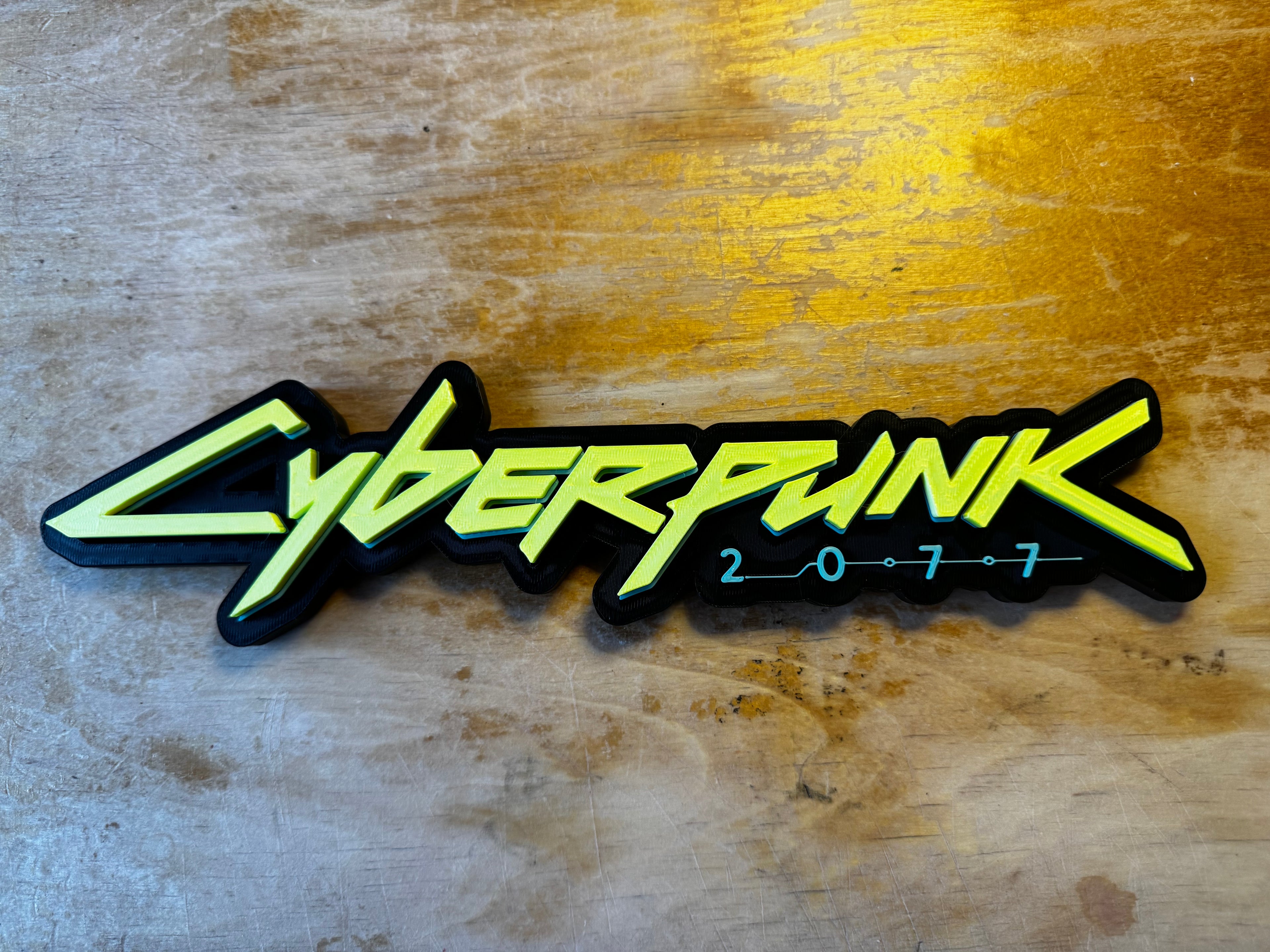 Cyberpunk 2077 3D Printed Logo Wall Sign – Gaming Display Plaque