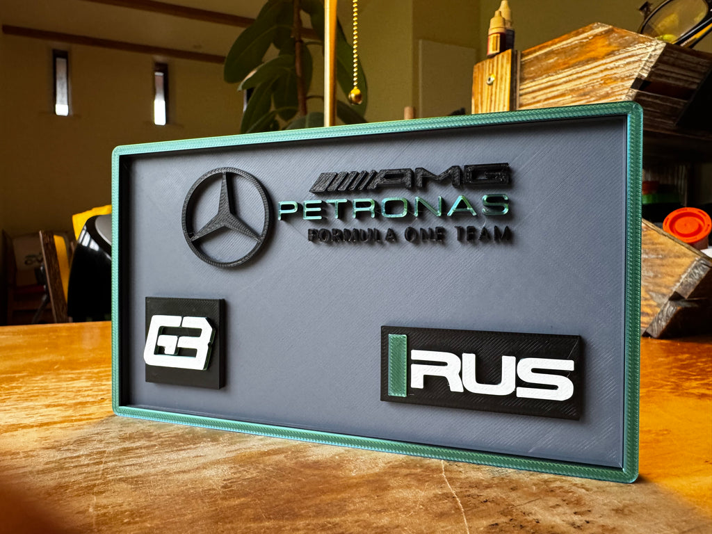 Mercedes AMG Petronas George Russell No.63 3D Printed F1 Display Plaque