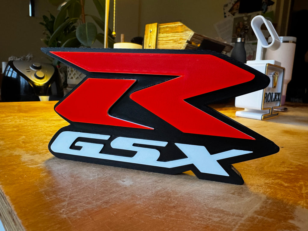 Suzuki GSX-R 3D Printed Motorcycle Logo Sign – GSXR Garage & Man Cave Display