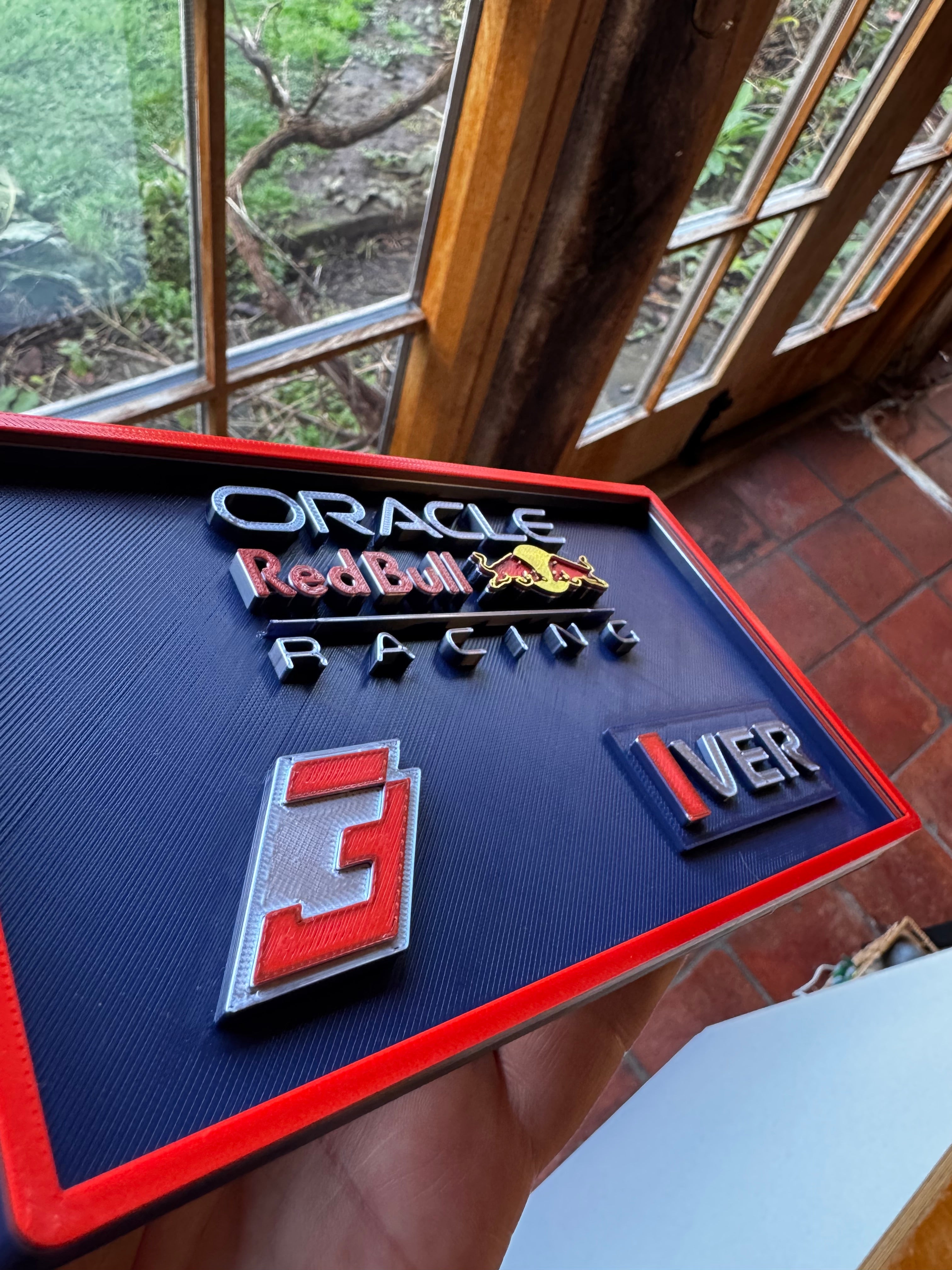 Oracle Red Bull Racing Max Verstappen No.3 3D Printed F1 Display Plaque
