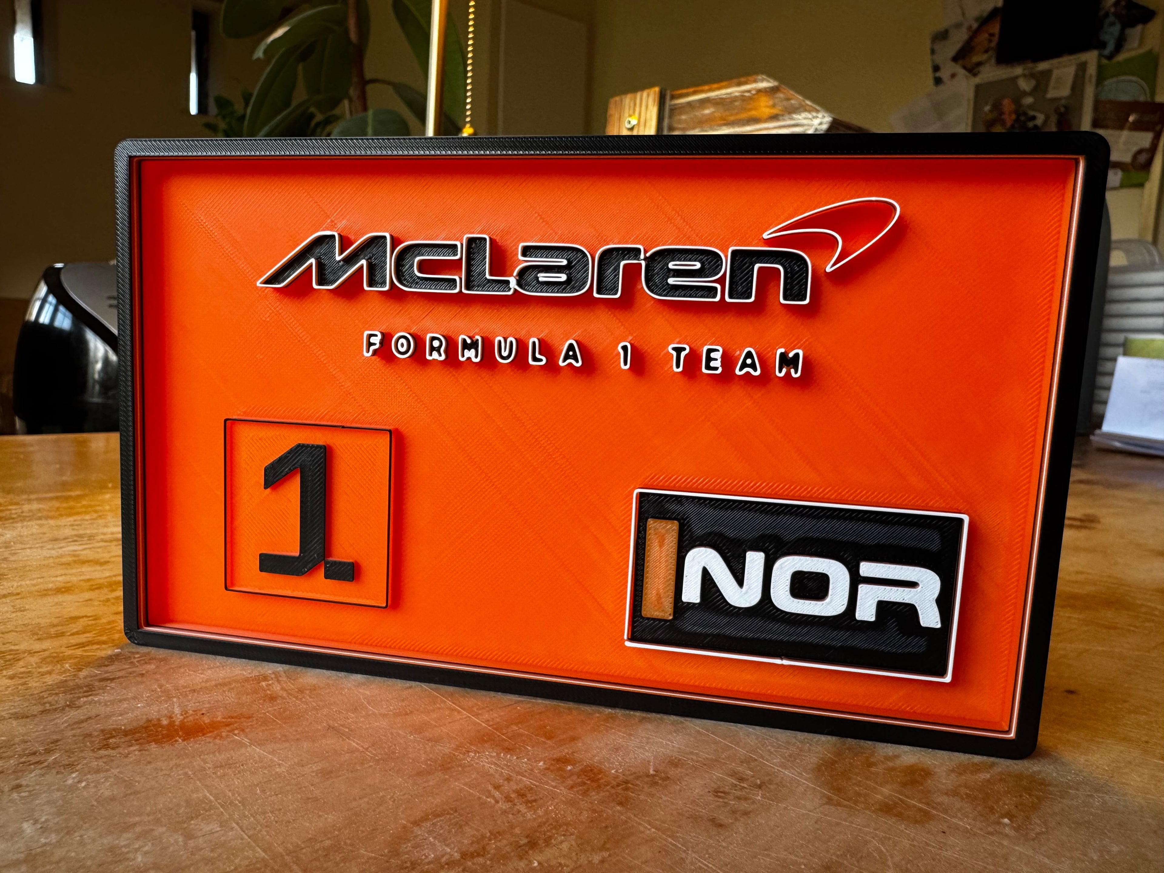 McLaren Formula 1 Team Lando Norris No.1 3D Printed F1 Display Sign