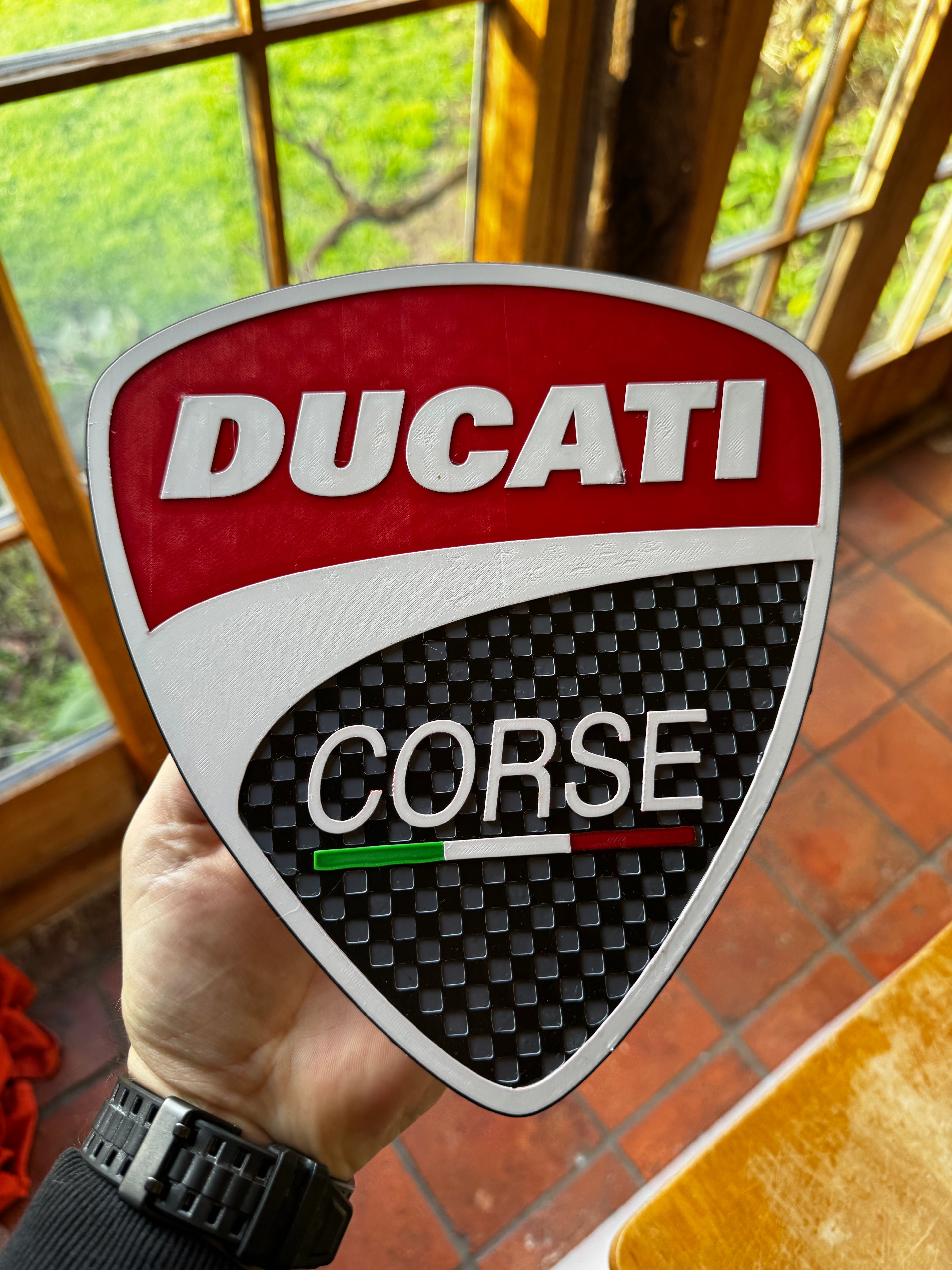 Ducati Corse 3D Printed Wall Sign – Italian Motorcycle Racing Garage Plaque