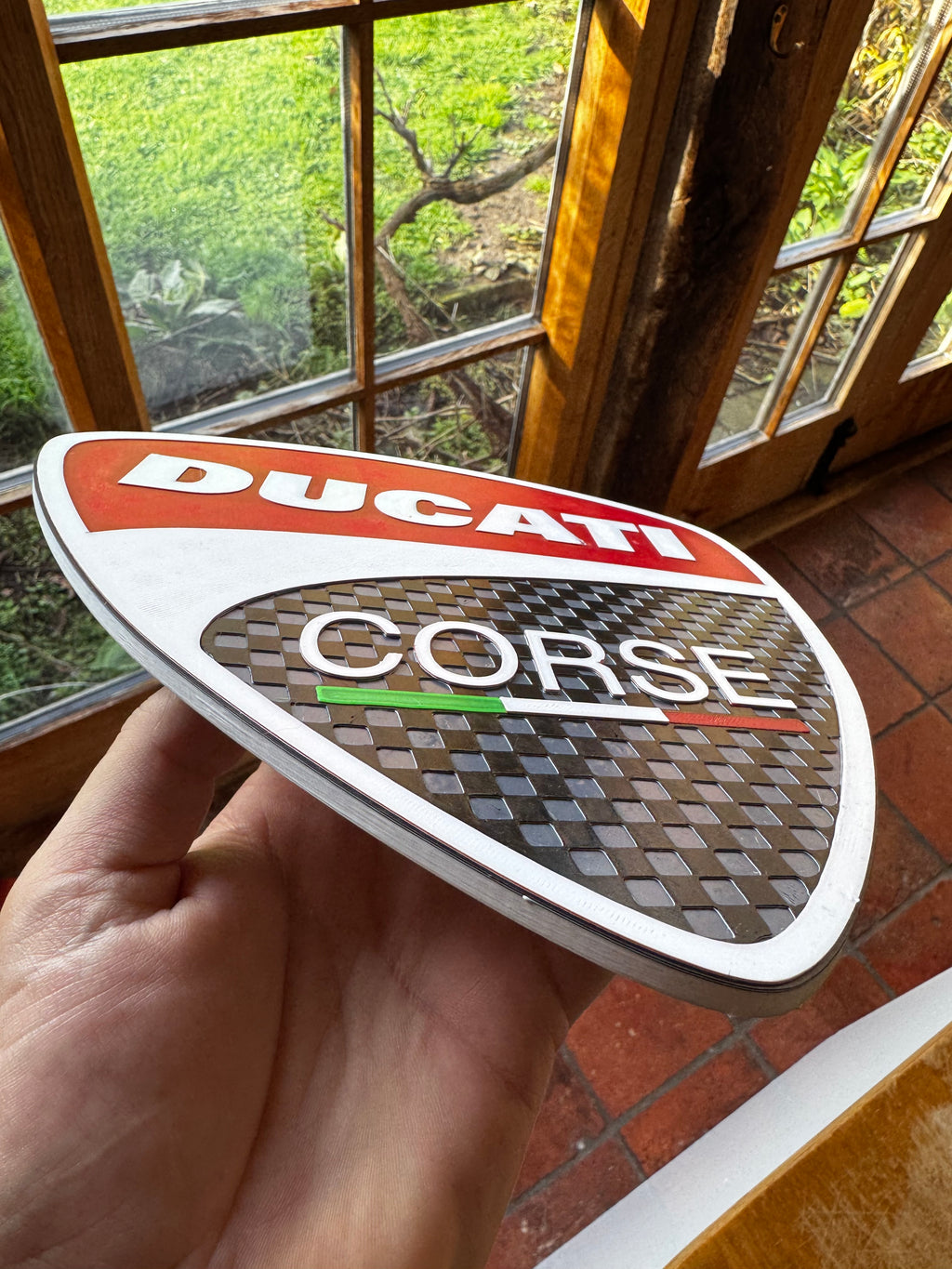 Ducati Corse 3D Printed Wall Sign – Italian Motorcycle Racing Garage Plaque