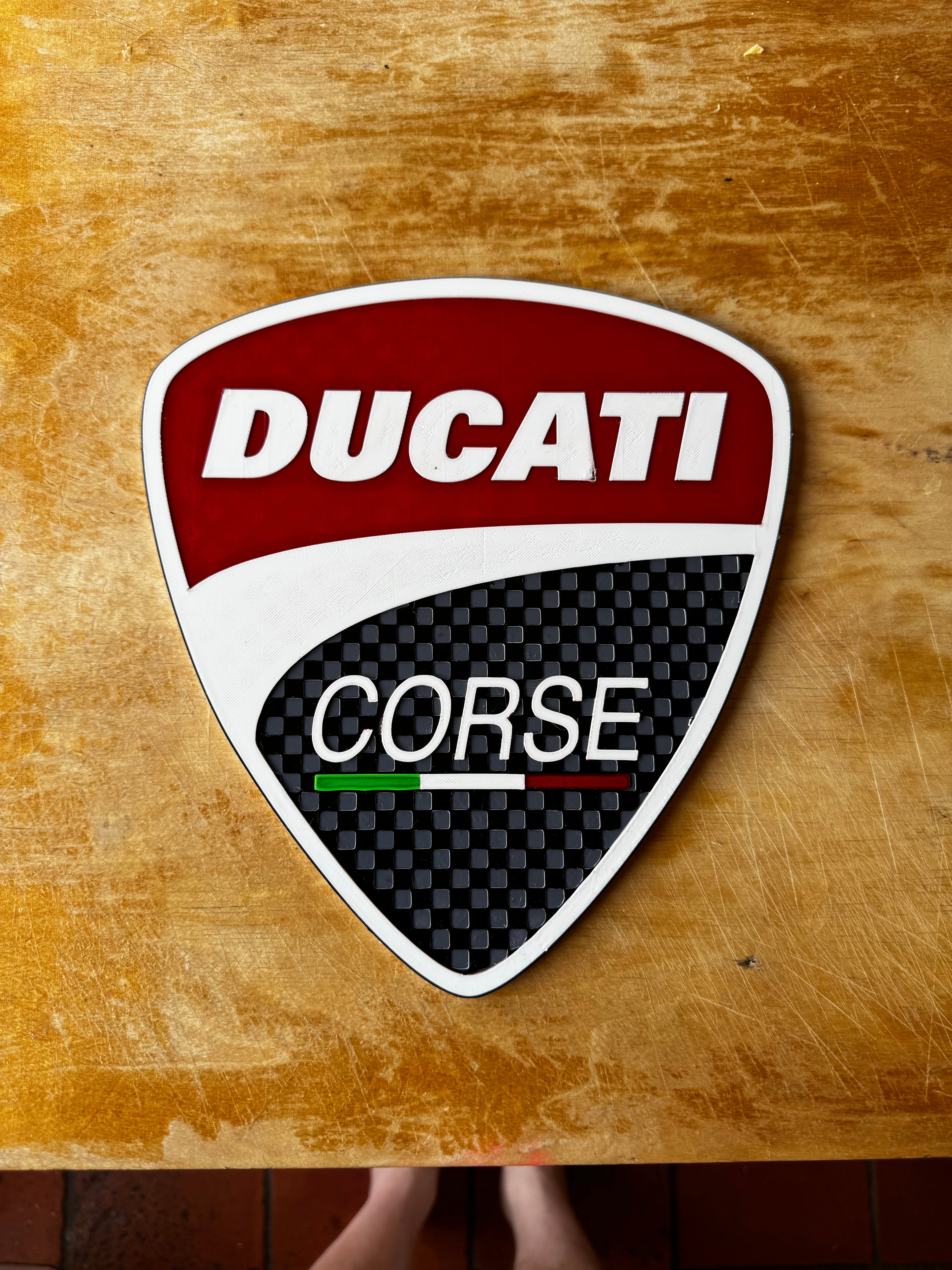 Ducati Corse 3D Printed Wall Sign – Italian Motorcycle Racing Garage Plaque