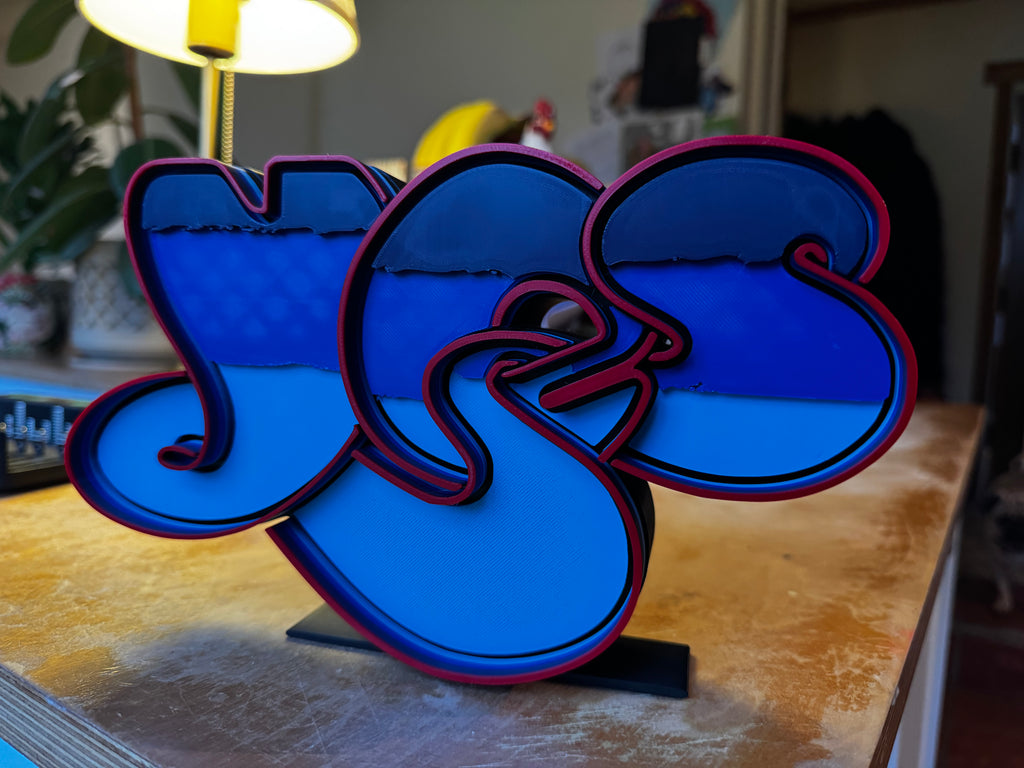 YES Band Logo 3D Printed Display Sign – Progressive Rock Music Desk & Shelf Plaque
