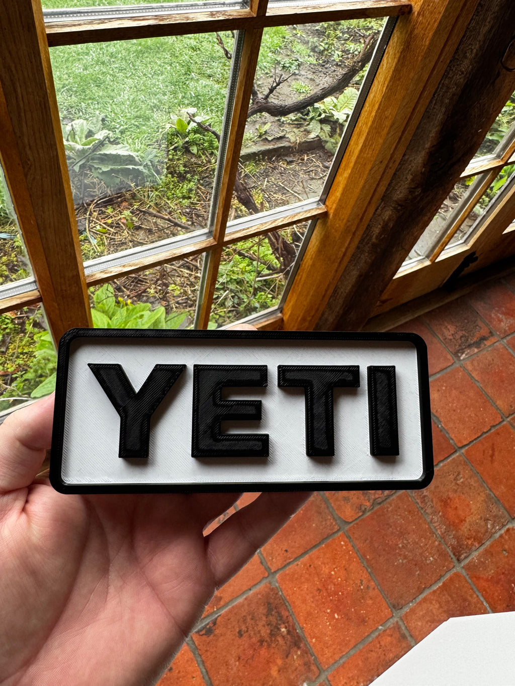 YETI Black & White 3D Printed Sign – Outdoor Garage Man Cave Wall Plaque 20cm