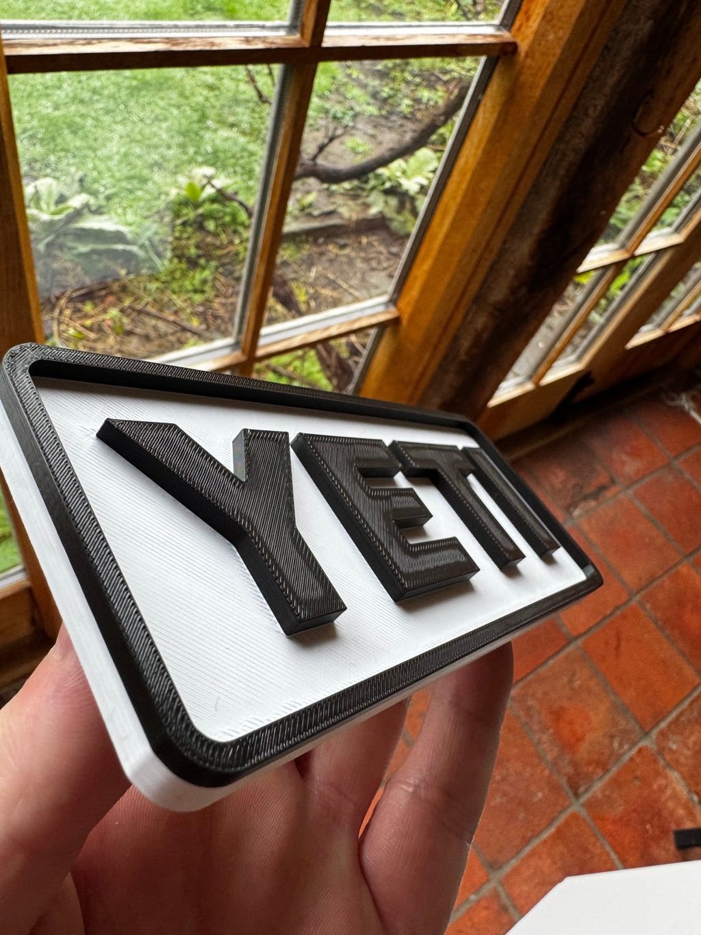 YETI Black & White 3D Printed Sign – Outdoor Garage Man Cave Wall Plaque 20cm