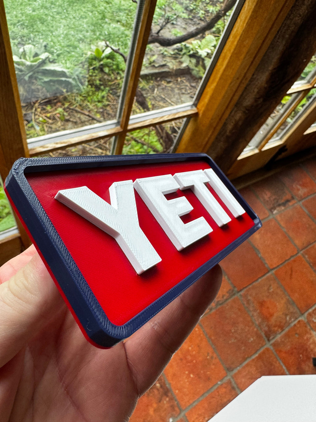 YETI Red & White 3D Printed Sign – Garage Man Cave Outdoor Adventure Wall Plaque 20cm