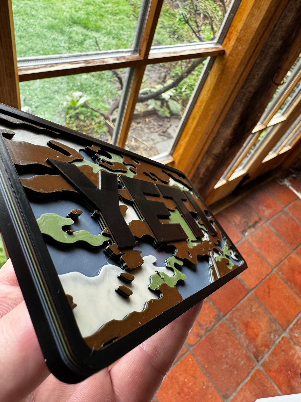 YETI Camo 3D Printed Sign – Camouflage Outdoor Hunting Fishing Man Cave Wall Plaque 20cm