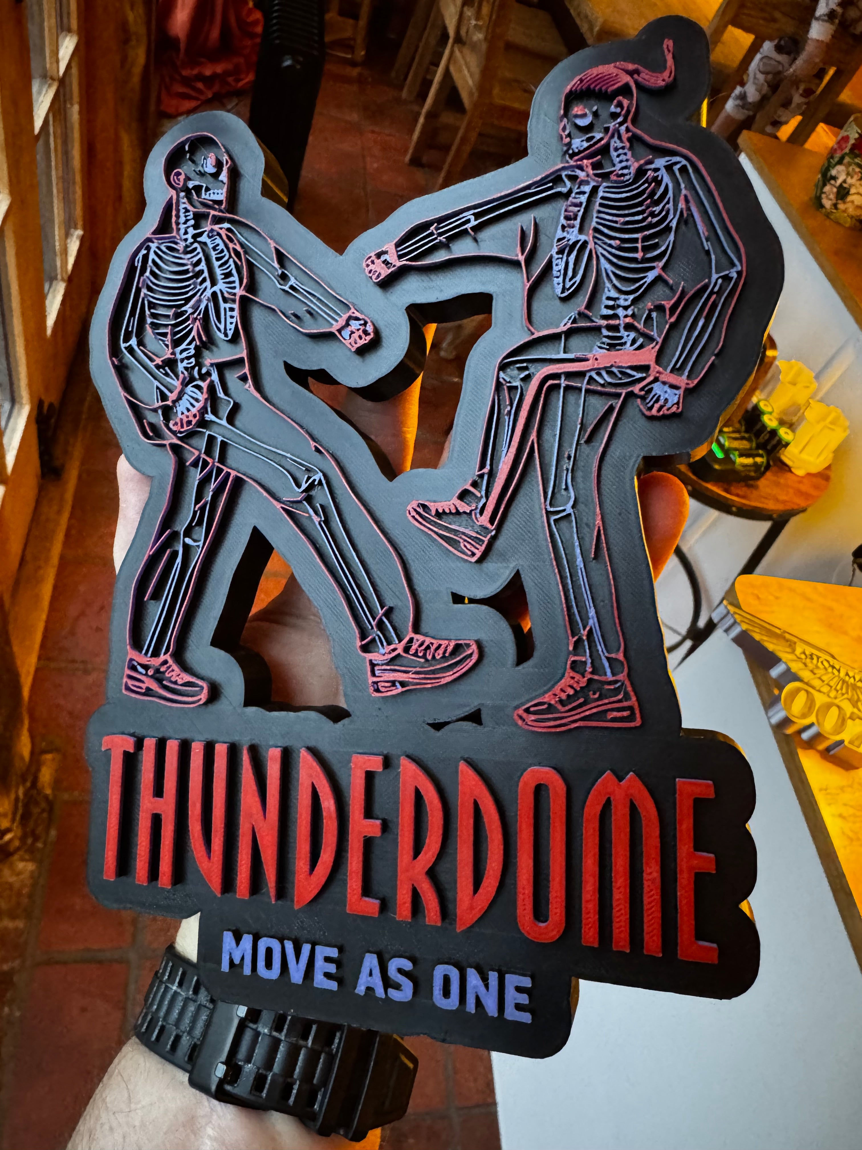 Thunderdome “Move As One” 3D Printed Sign – Hardcore Rave Gabber Music Wall Display