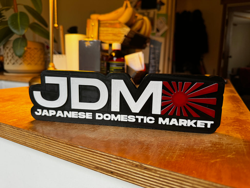 JDM Japanese Domestic Market 3D Printed Sign – Japanese Car Garage Wall Plaque 23cm