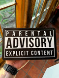 Parental Advisory Explicit Content 3D Printed Sign – Black & White Wall Plaque
