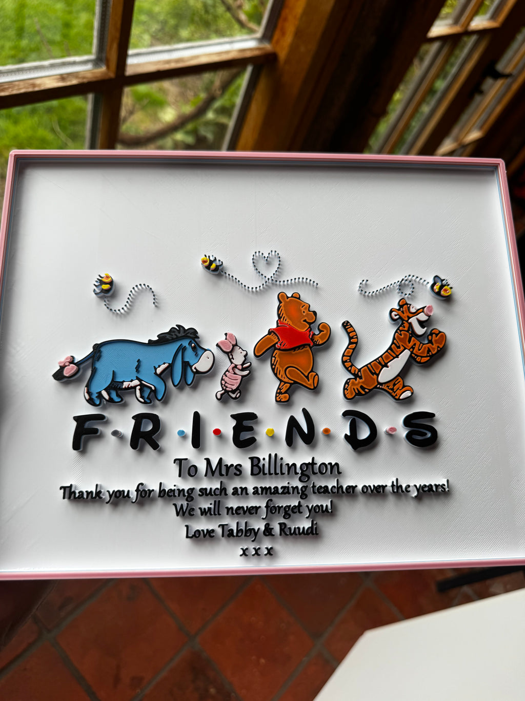 Personalised Winnie the Pooh Friends Teacher Gift 3D Printed Plaque – Custom Thank You Keepsake