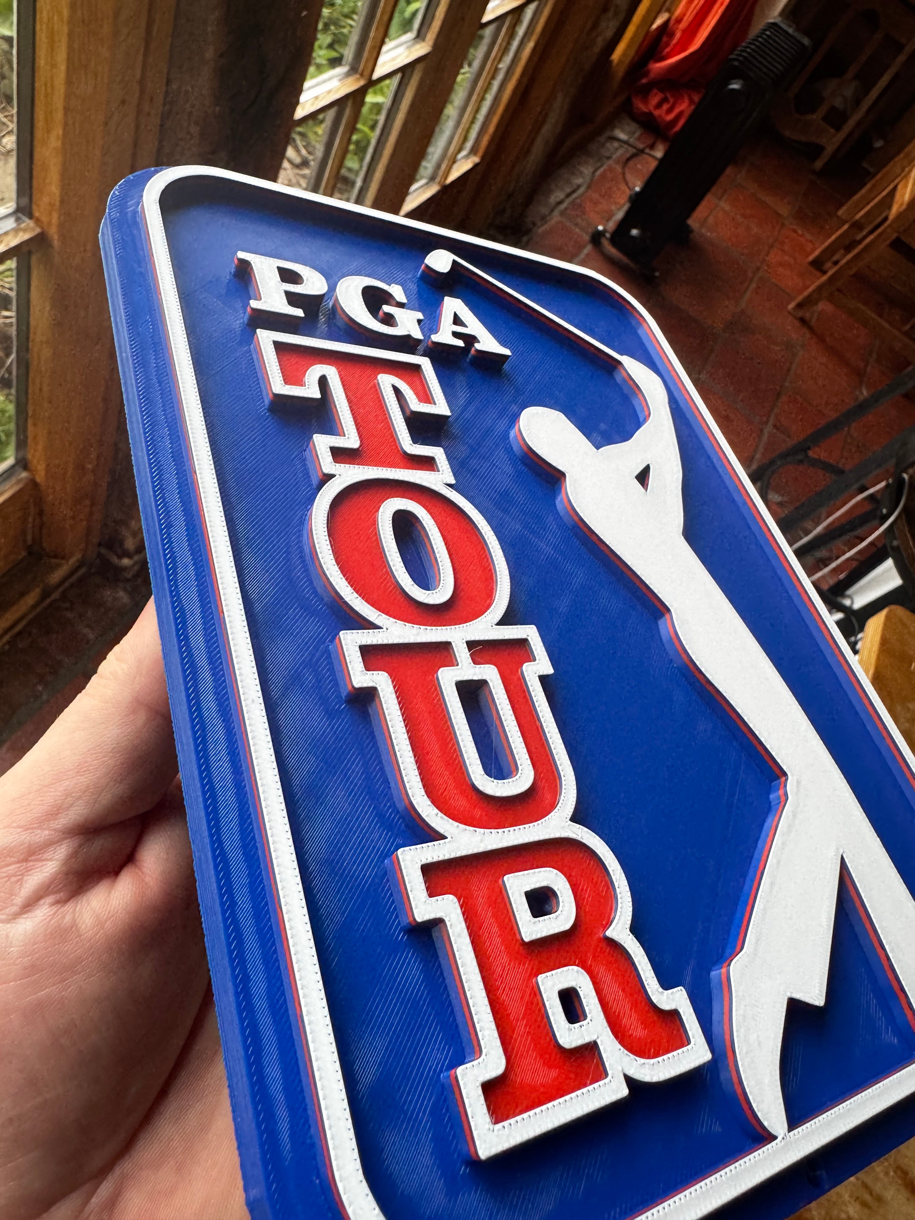 PGA Tour Golf 3D Printed Wall Plaque – Golfer Logo Sign – Golf Gift & Man Cave Decor