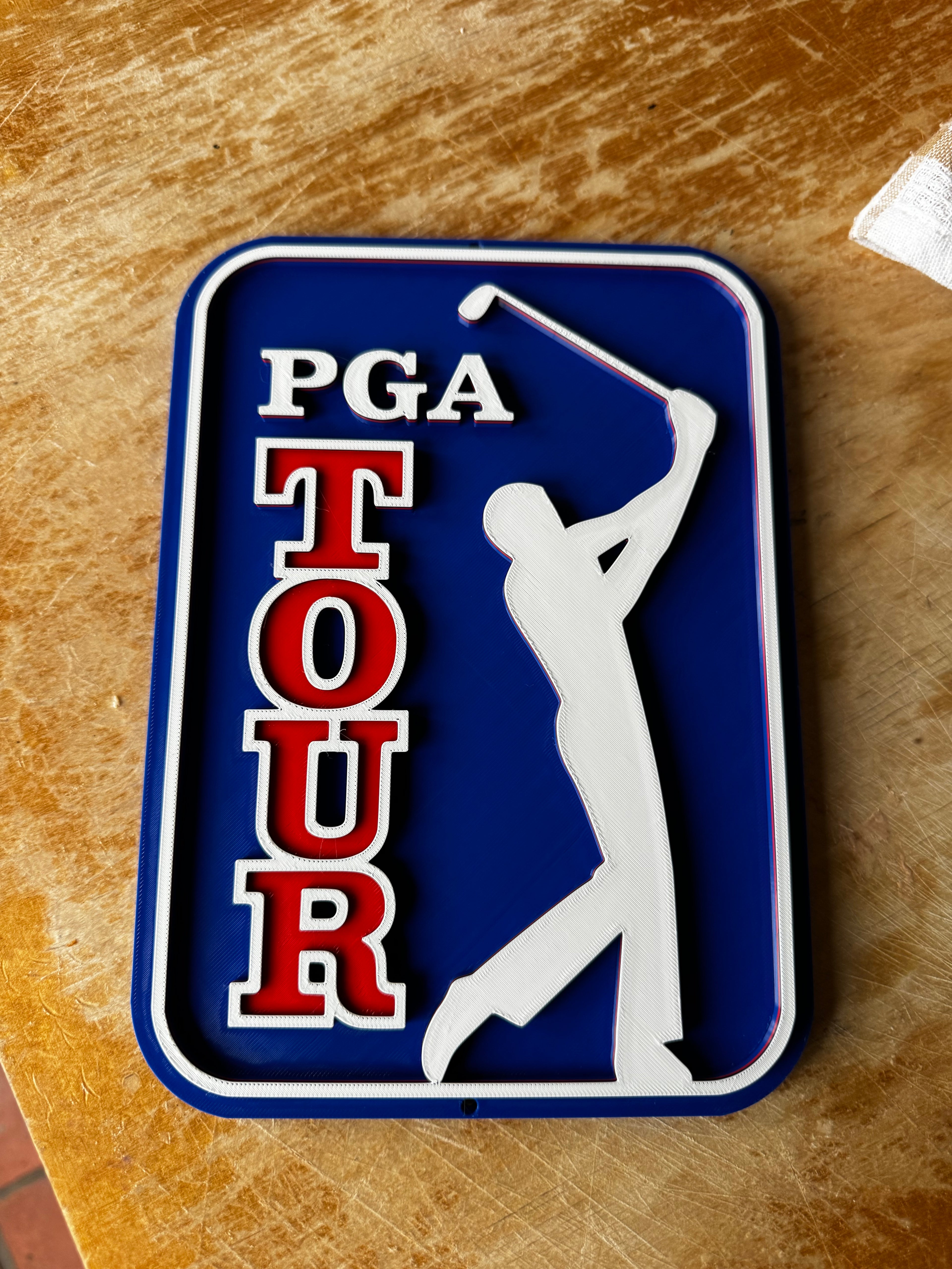 PGA Tour Golf 3D Printed Wall Plaque – Golfer Logo Sign – Golf Gift & Man Cave Decor