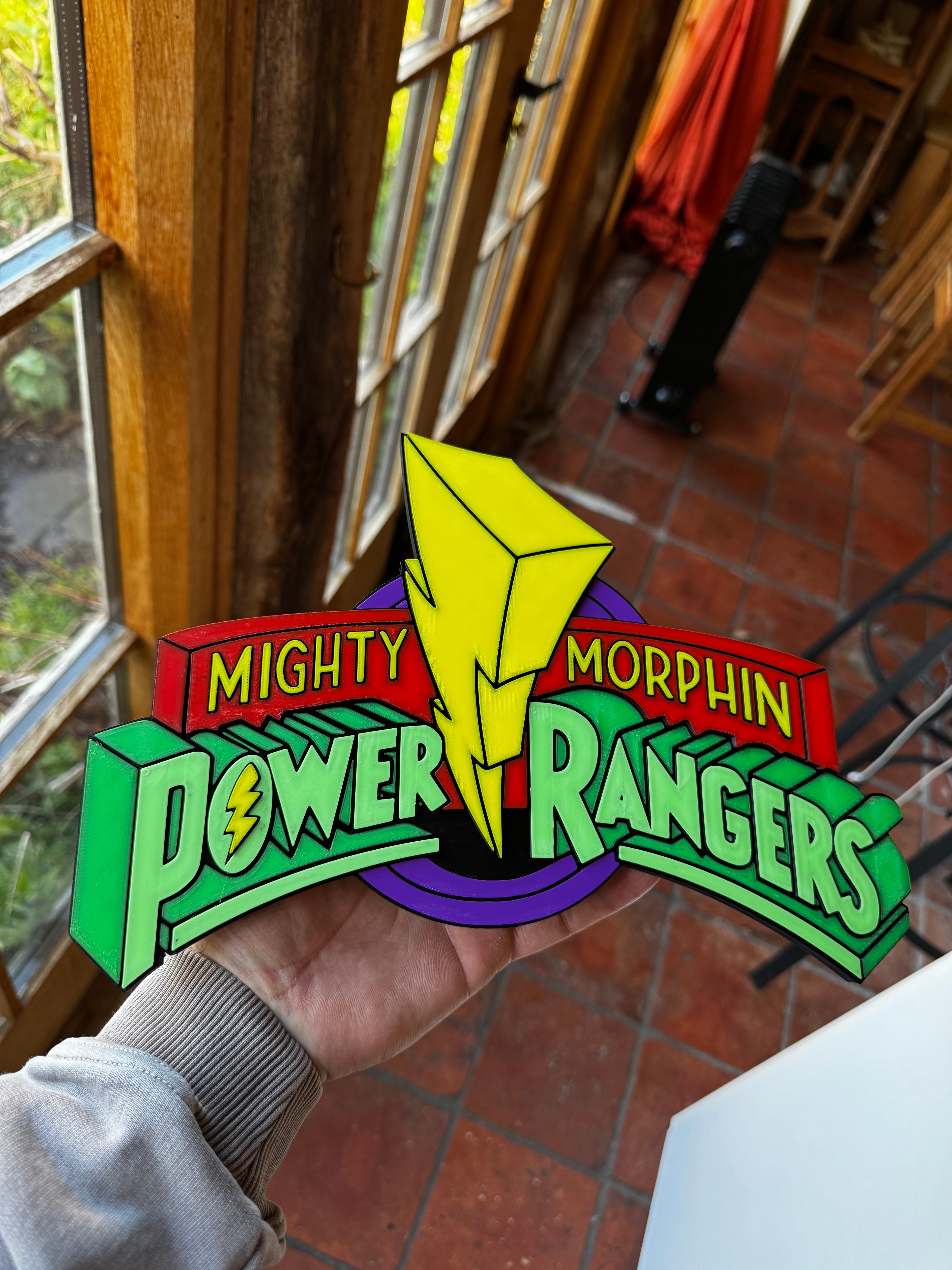 Mighty Morphin Power Rangers 3D Printed Logo Display Sign – Retro 90s TV Collectable