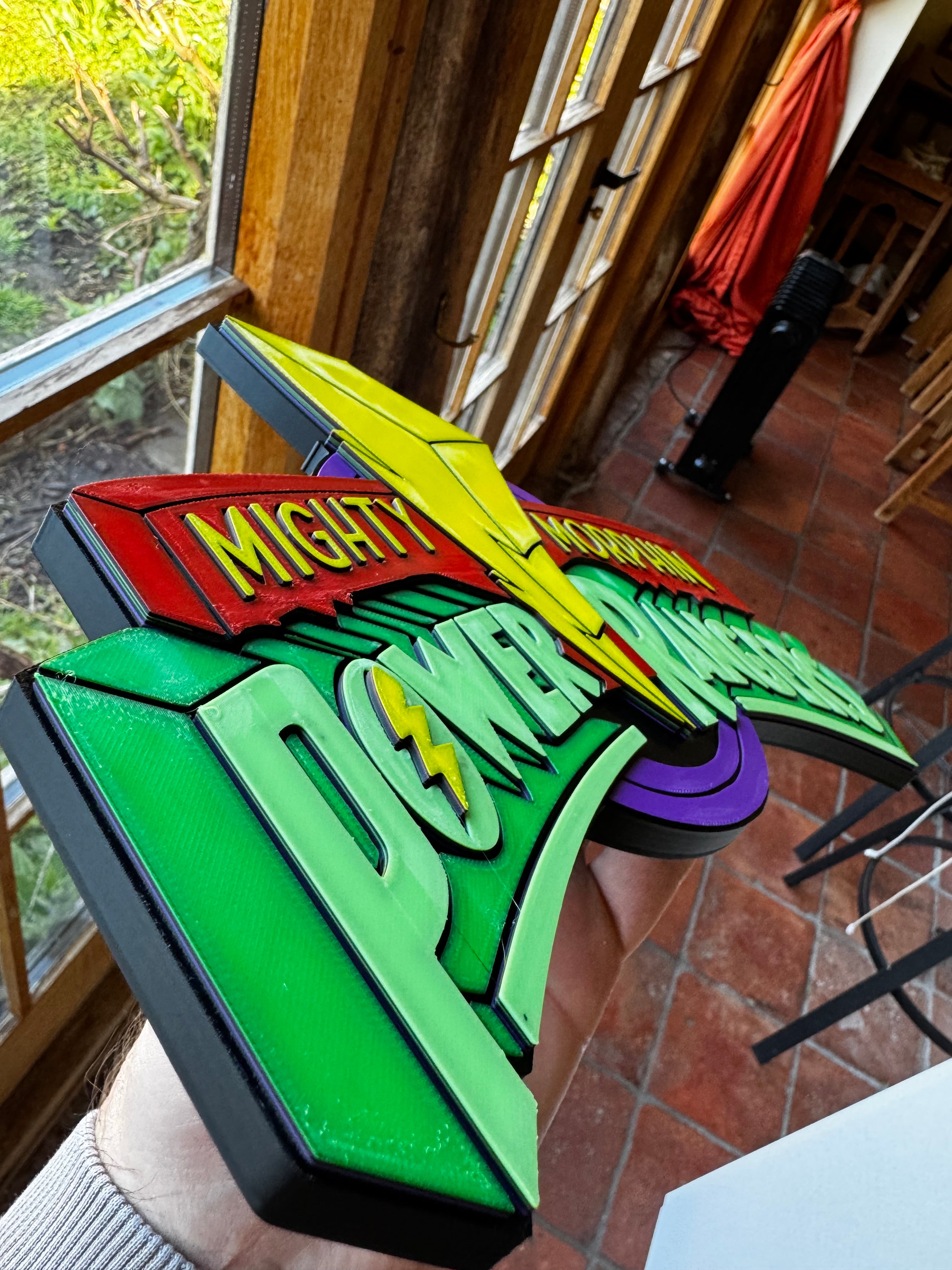 Mighty Morphin Power Rangers 3D Printed Logo Display Sign – Retro 90s TV Collectable
