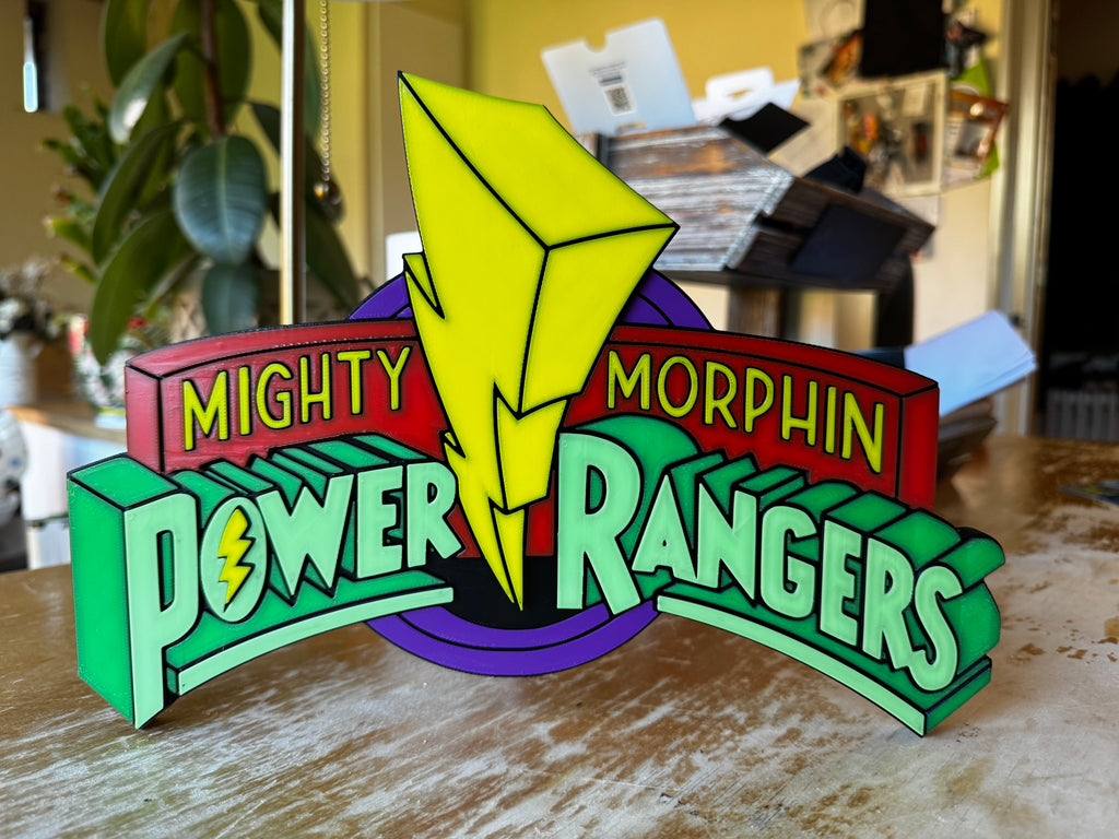 Mighty Morphin Power Rangers 3D Printed Logo Display Sign – Retro 90s TV Collectable