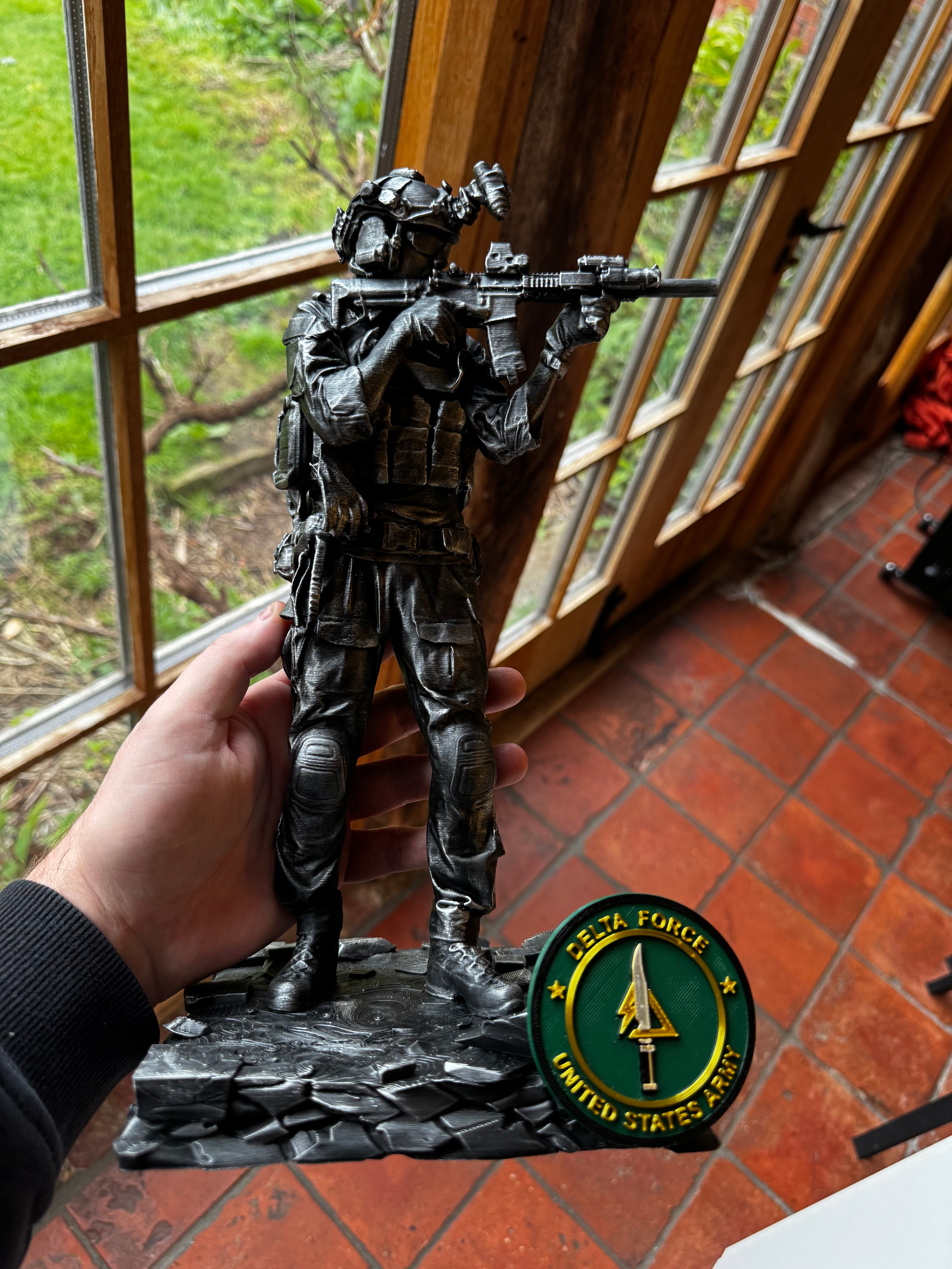 Delta Force Soldier 3D Printed Display Statue – Special Forces Military Figure – Large Collectors Model