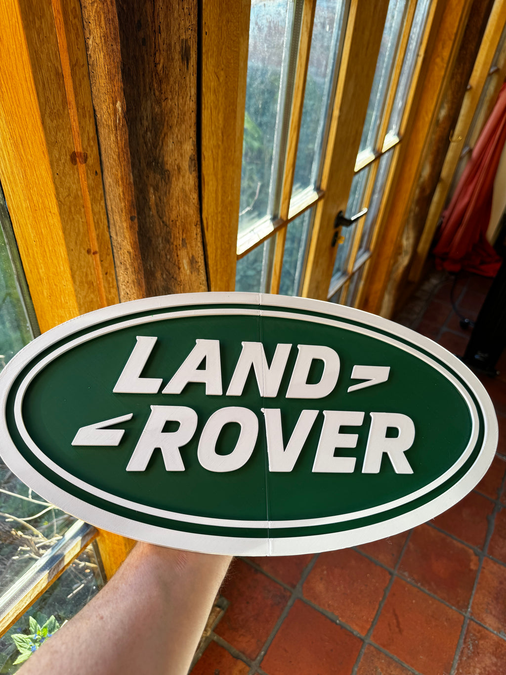 Land Rover 3D Printed Wall Plaque – Classic Green & White 4x4 Garage Sign – Large Display